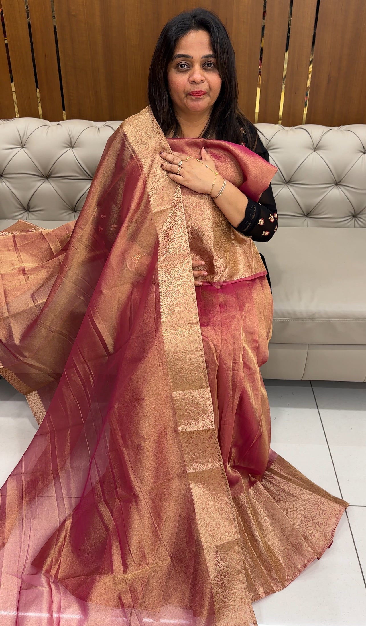 TISSUE SEMI STITCHED DHAVANI SETS - IHA 26000