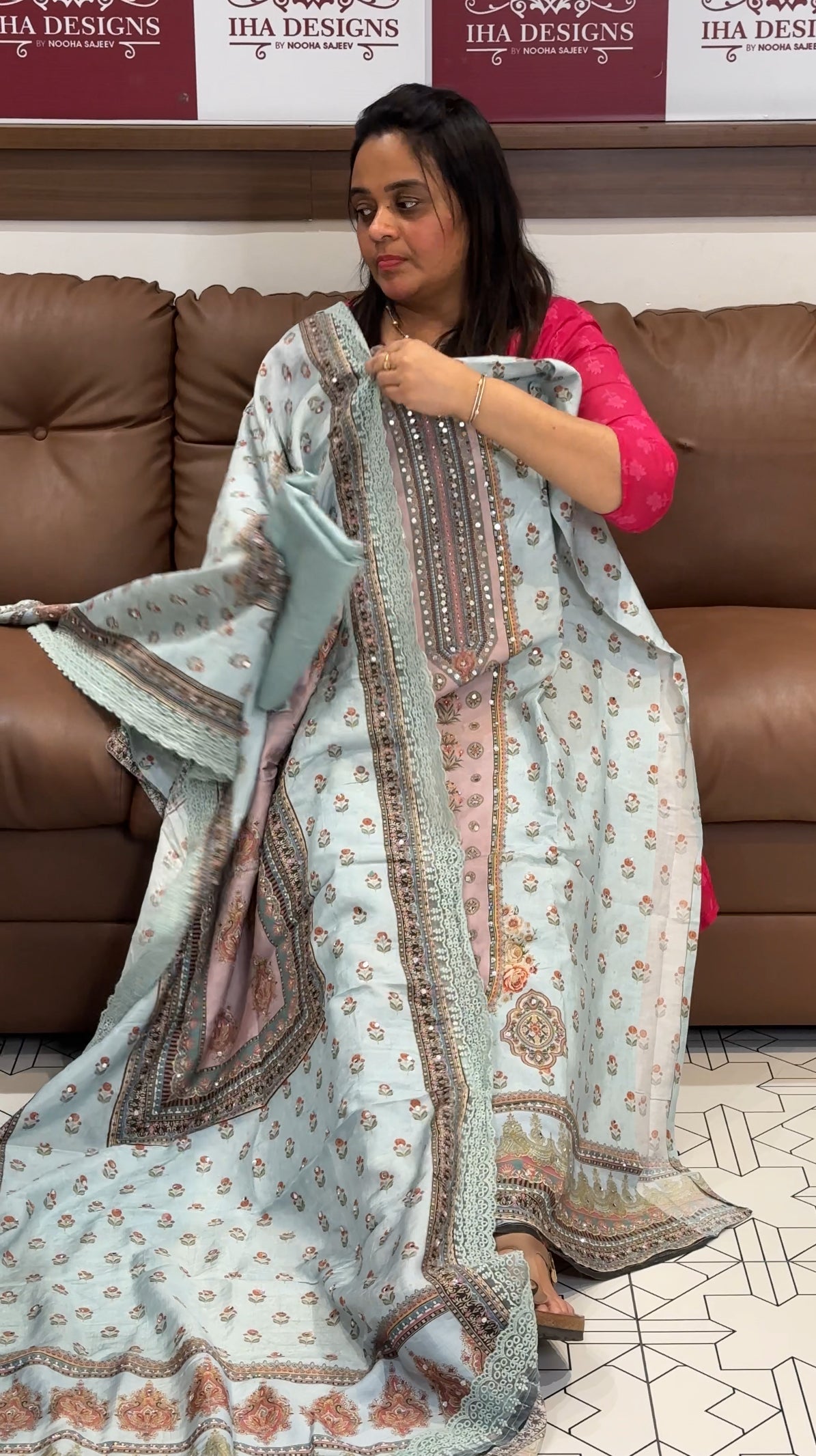 PRINTED MUSLIN SIK UNSTITCHED SALWAR SUITS - IHA 27398
