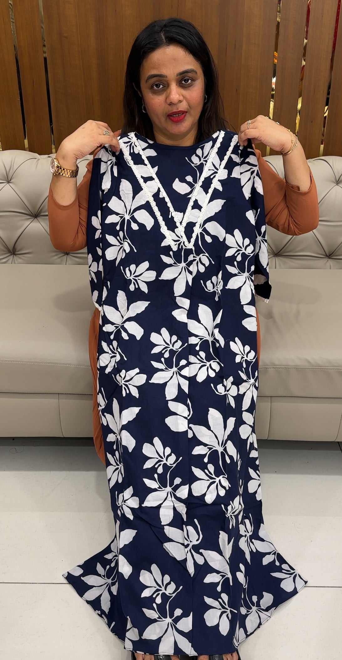 IHA'S IN-HOUSE COTTON LONG ALINE TOPS - IHA 26043