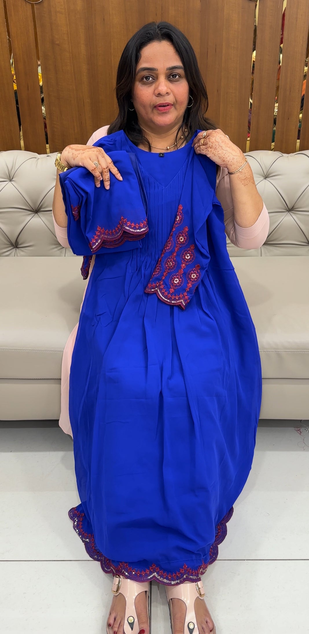 FAUX GEORGETTE TOP , BOTTOM AND DUPATTA - IHA 27522