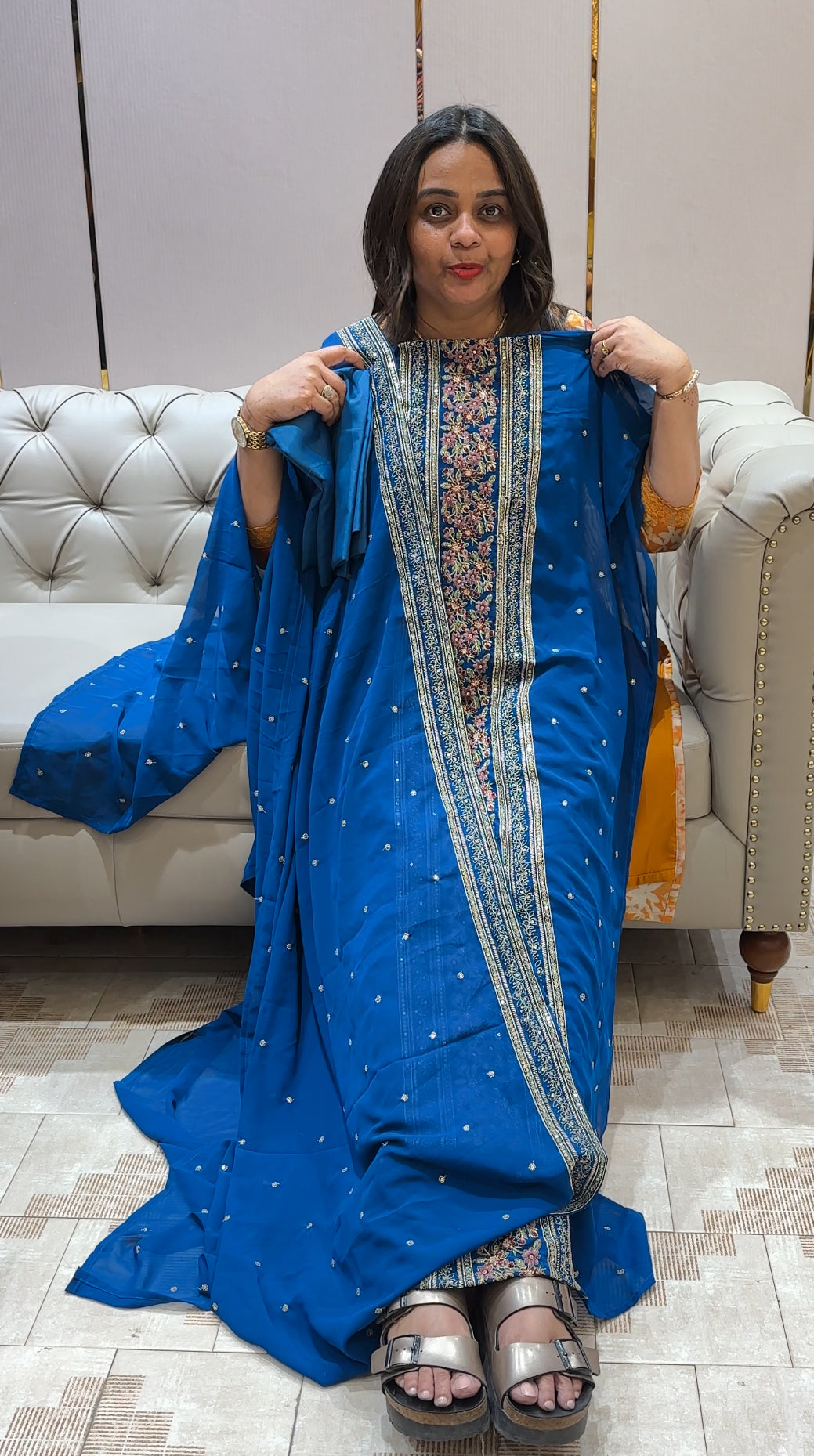 FAUX GEORGETTE UNSTITCHED SALWAR SUITS - IHA 22209