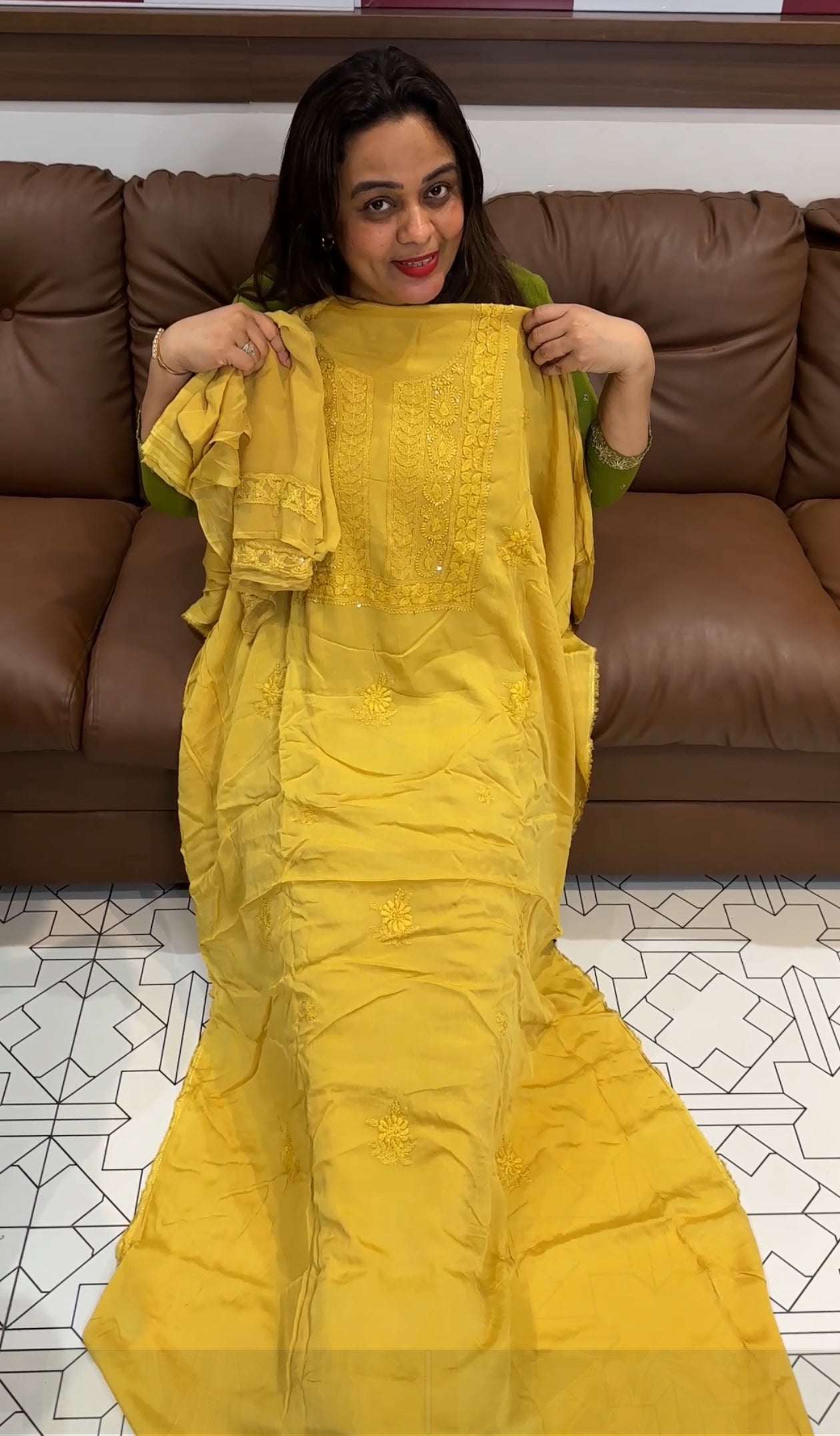 CHIKANKARI UNSTITCHED SALWAR SUITS - IHA 22154