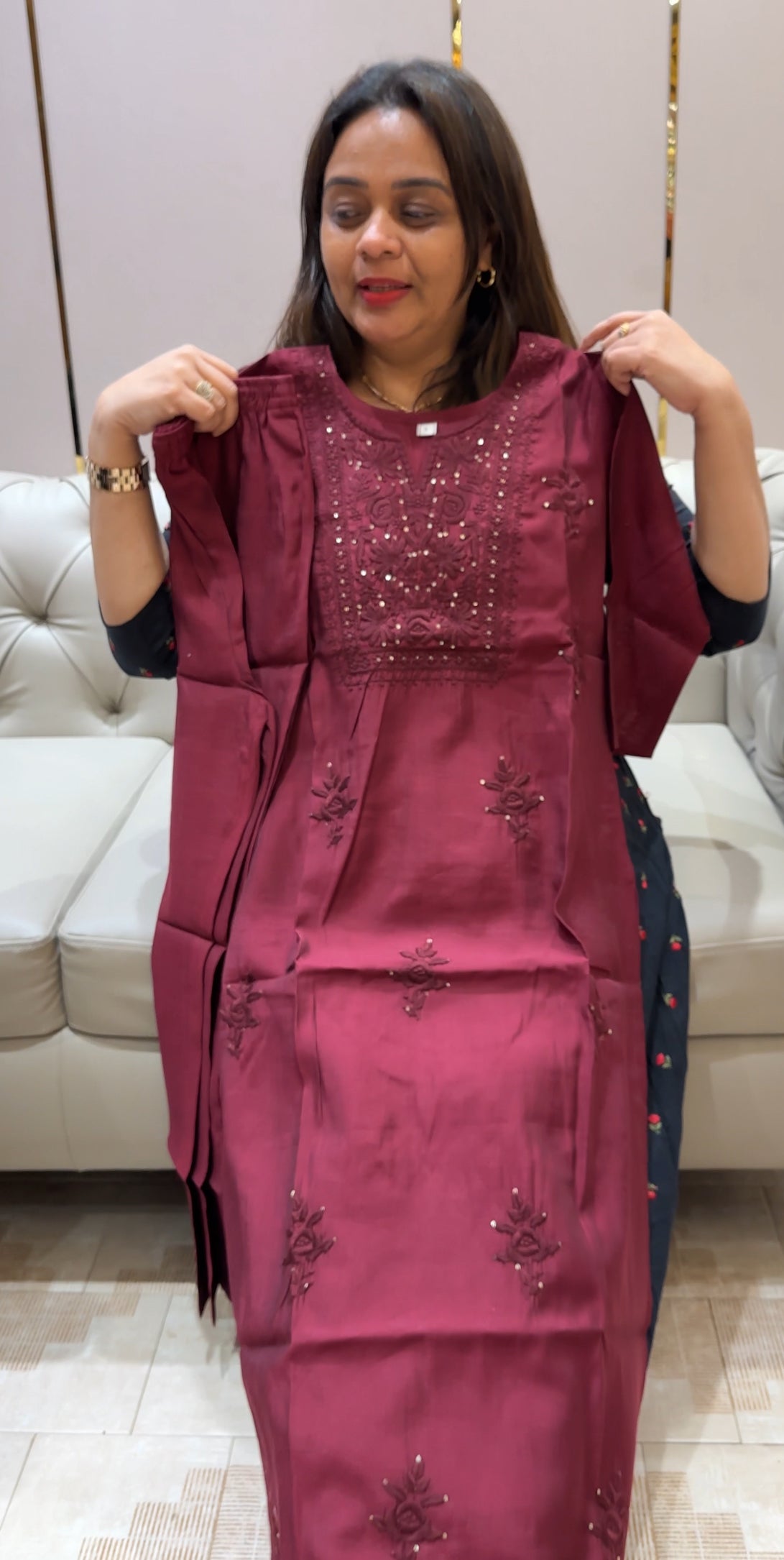 FORWARD LUCKNOWI CHIKANKARI SLITTED TOP AND BOTTOM - IHA 21644