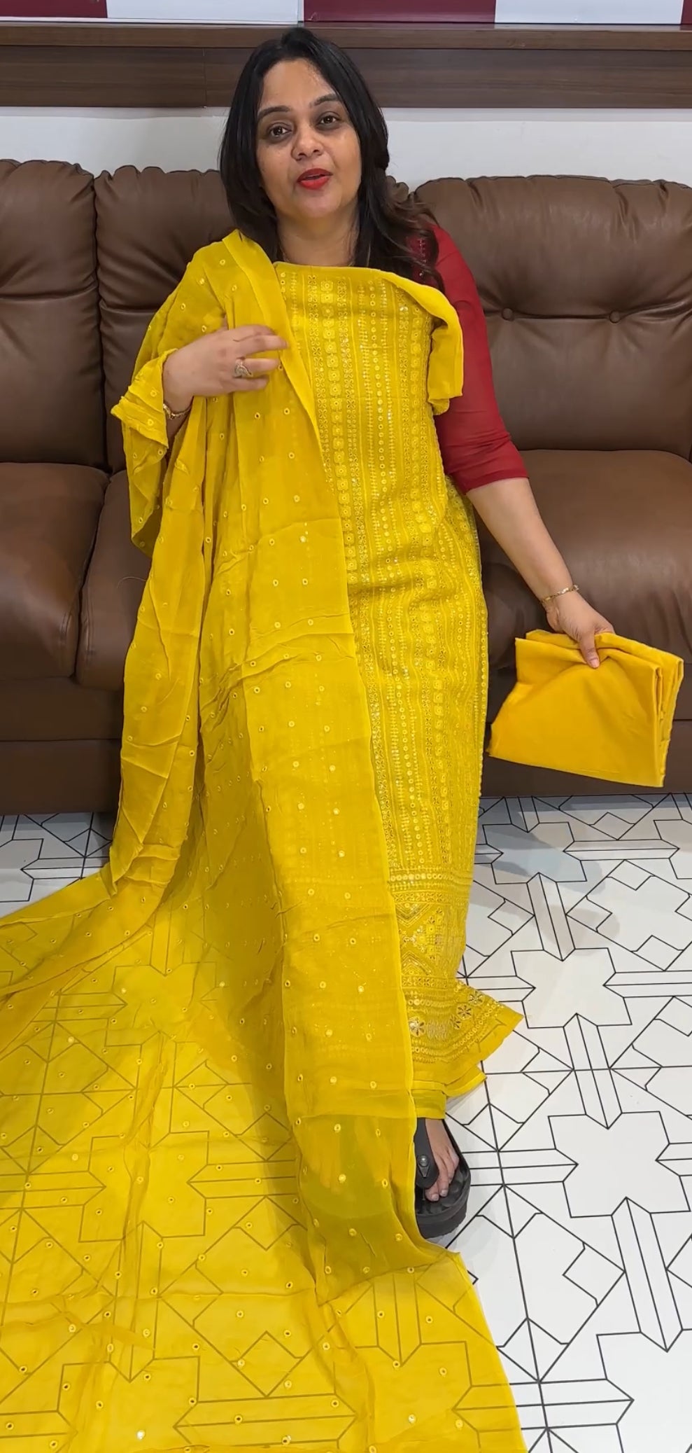 LUCKNOWI CHIKANKARI UNSTITCHED SALWAR SUITS - IHA 22240