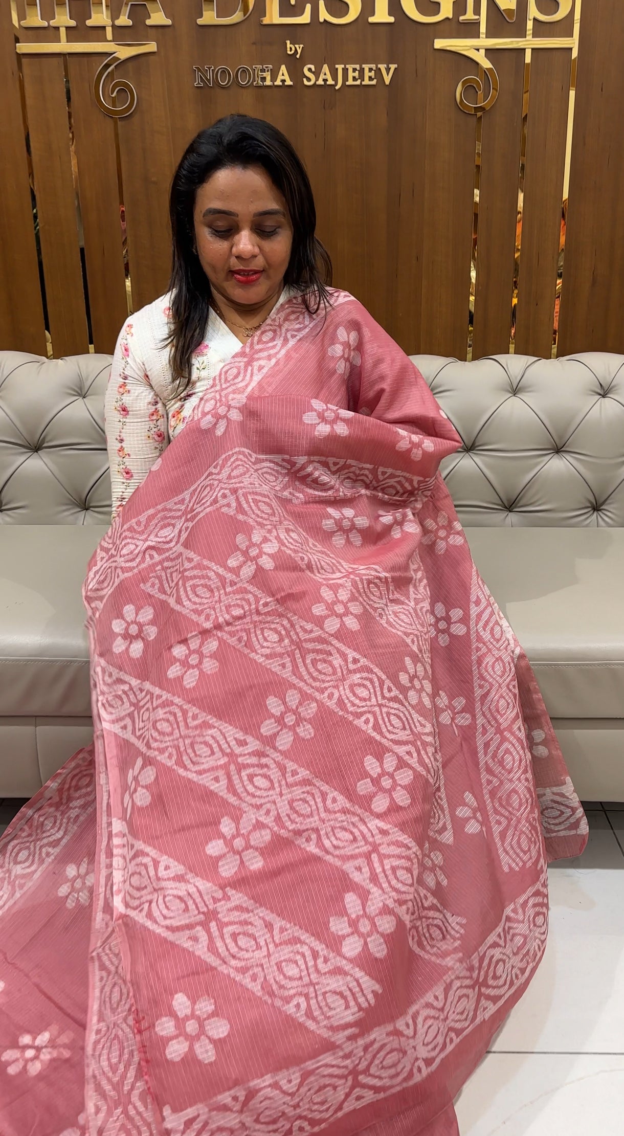 NET KOTA BATIK PRINTED SAREES - IHA 25059