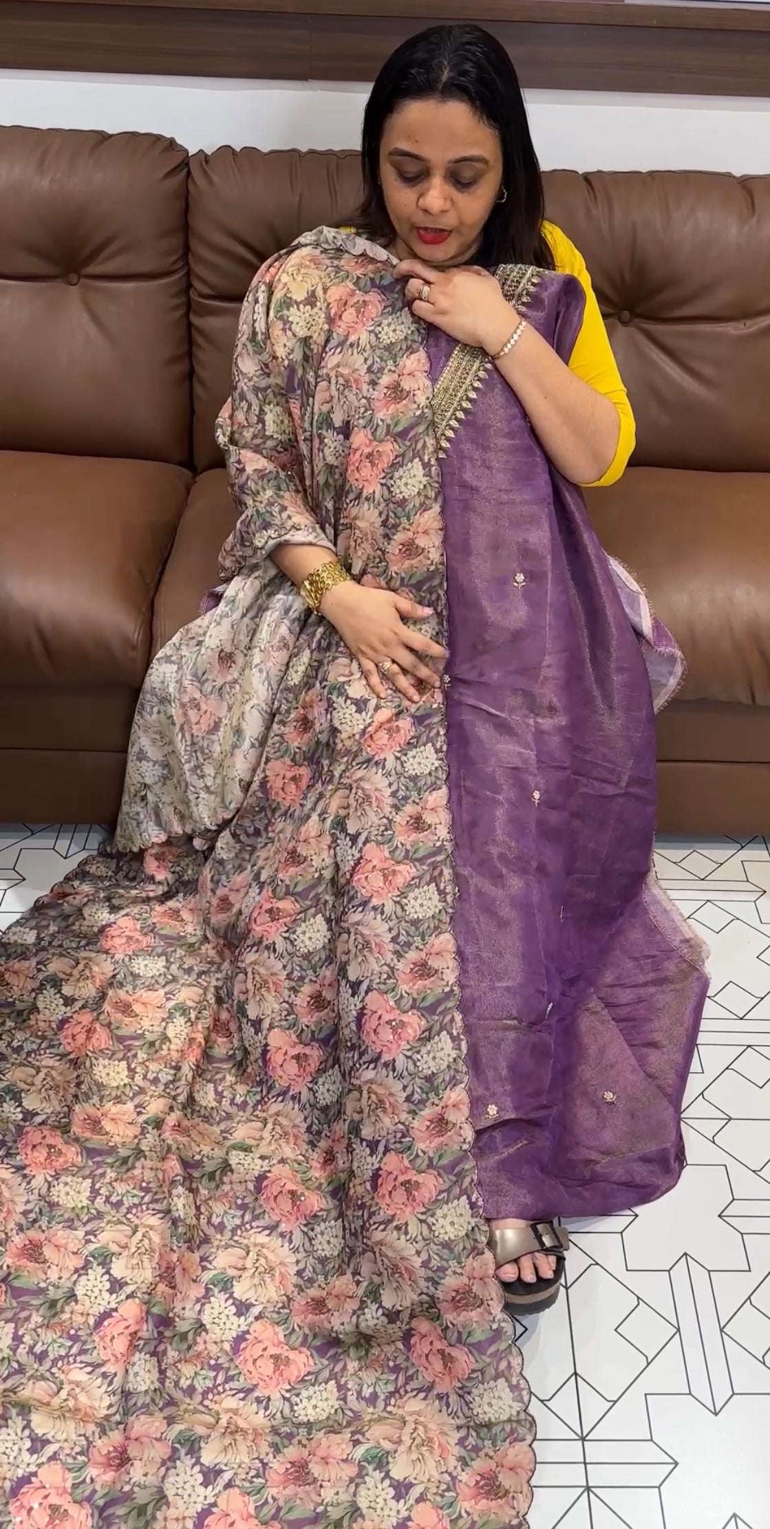 BANARASI TISSUE UNSTITCHED SALWAR SUITS - IHA 22206