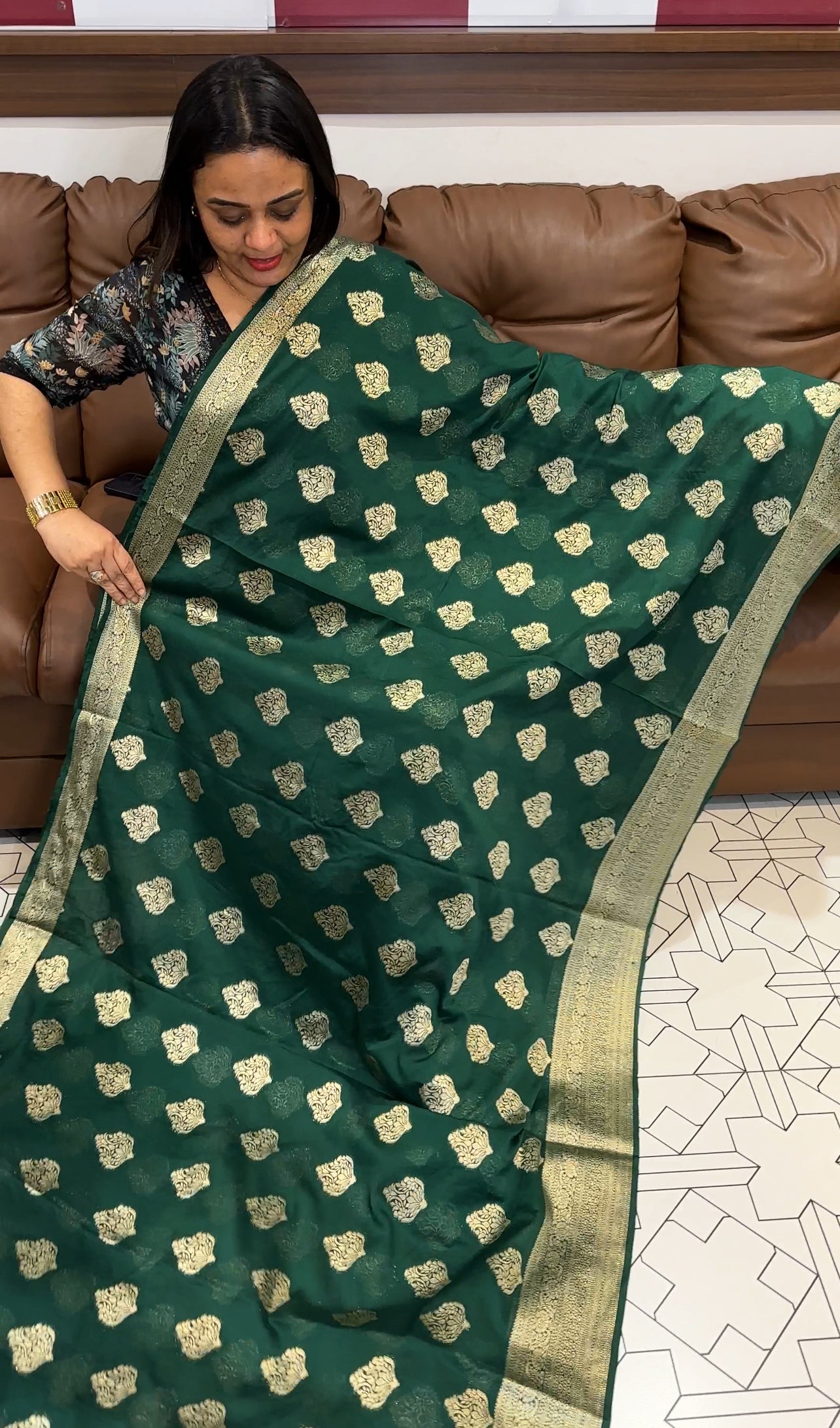 SEMI CRAPE BANARASI SAREES - IHA 22244