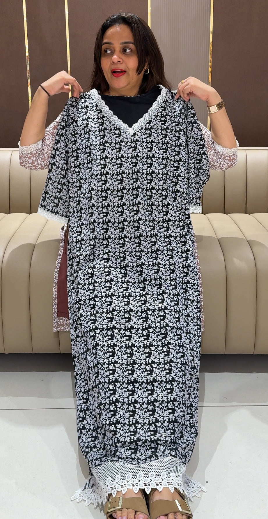 IHA'S IN-HOUSE CHIKANKARI LONG TOPS - IHA 21785