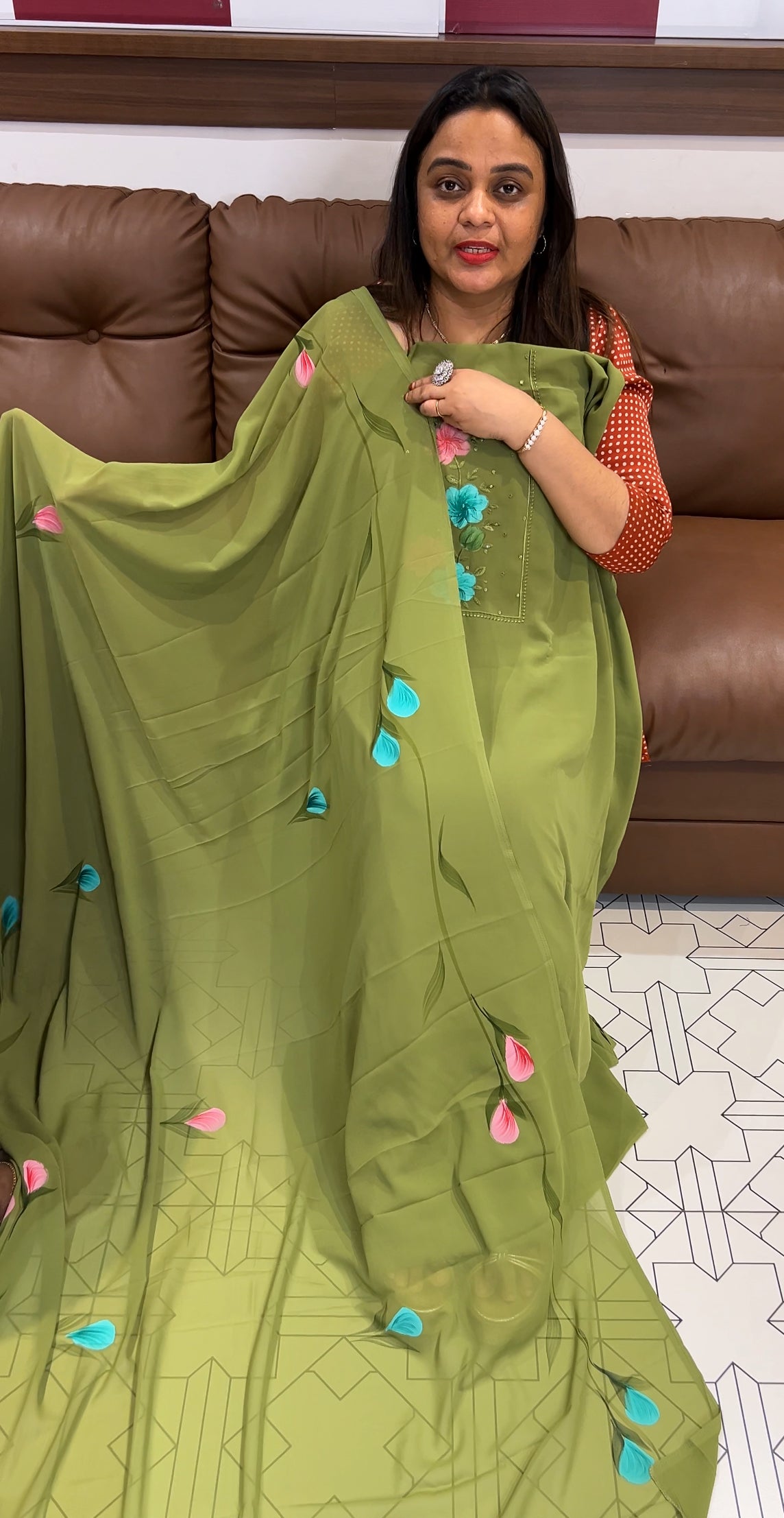 HAND PAINTED UNSTITCHED SALWAR SUITS - IHA 22750