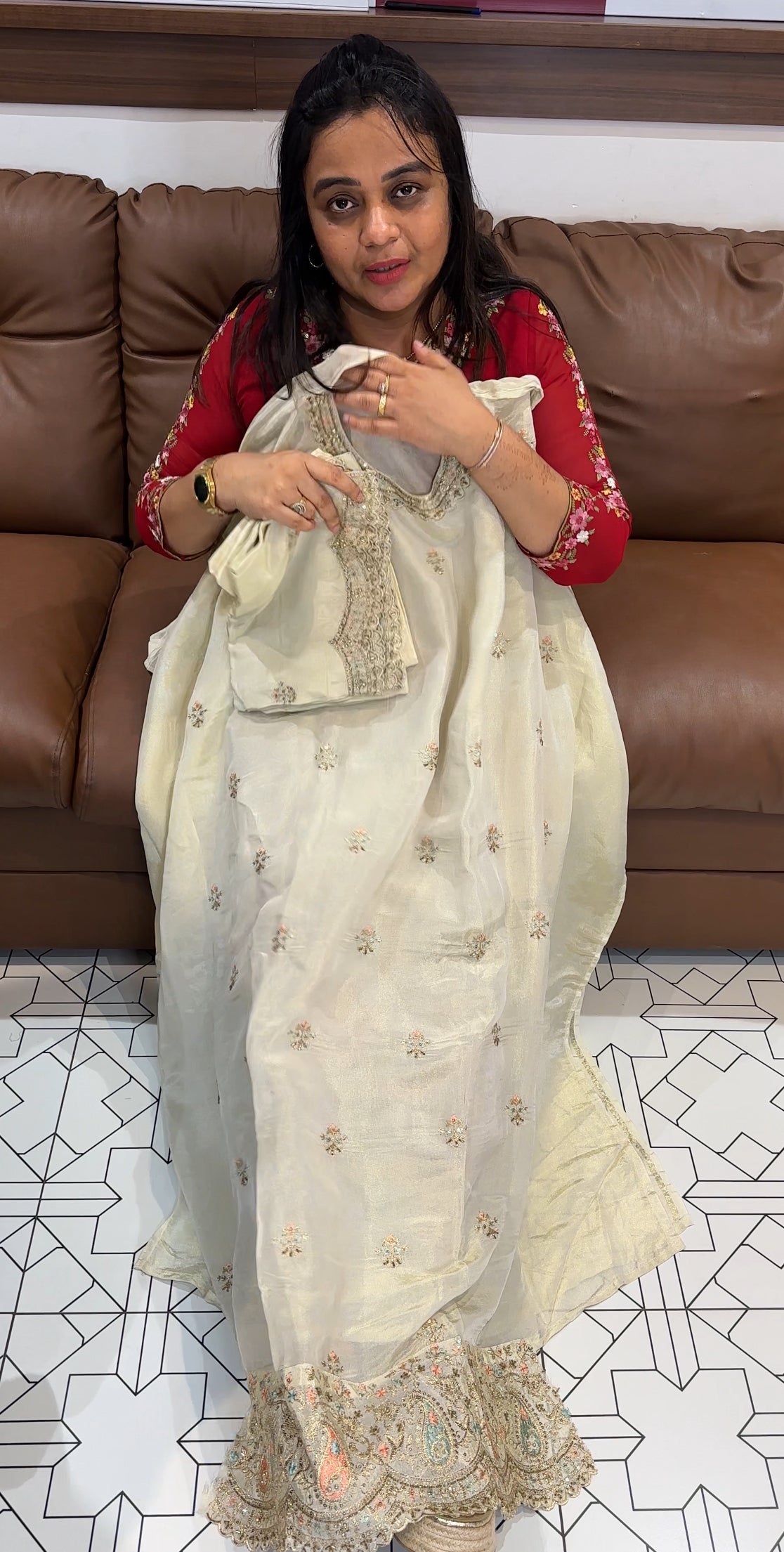 SHIMMER TISSUE UNSTITCHED SALWAR SUITS - IHA 27759