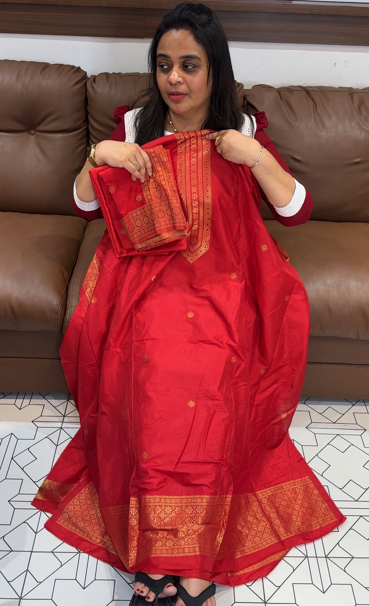 SEMI BANARASI UNSTITCHED SALWAR SUITS - IHA 27848