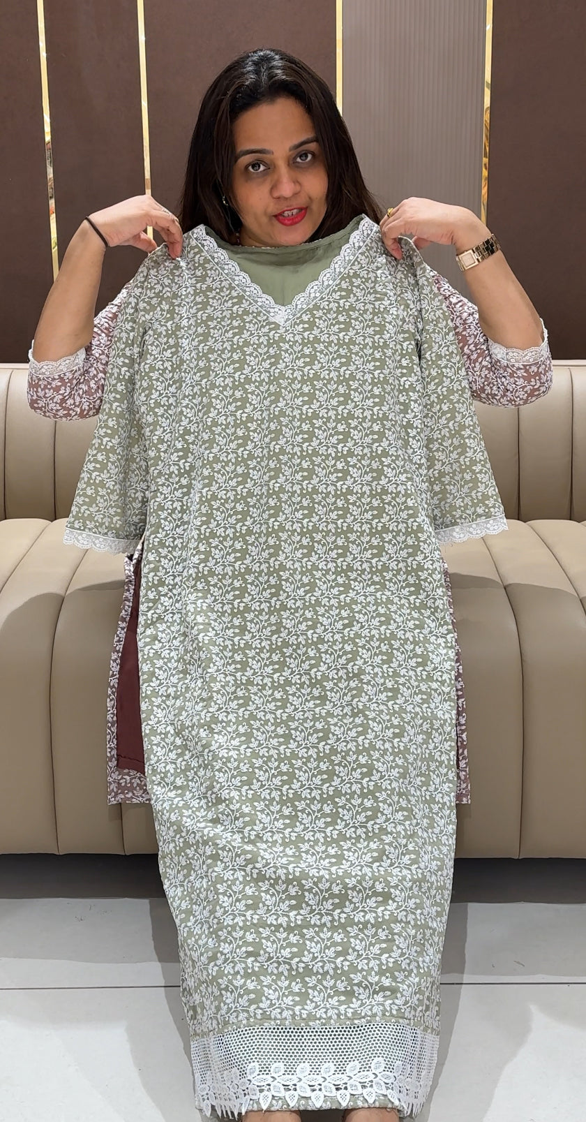 IHA'S IN-HOUSE CHIKANKARI LONG TOPS - IHA 21785