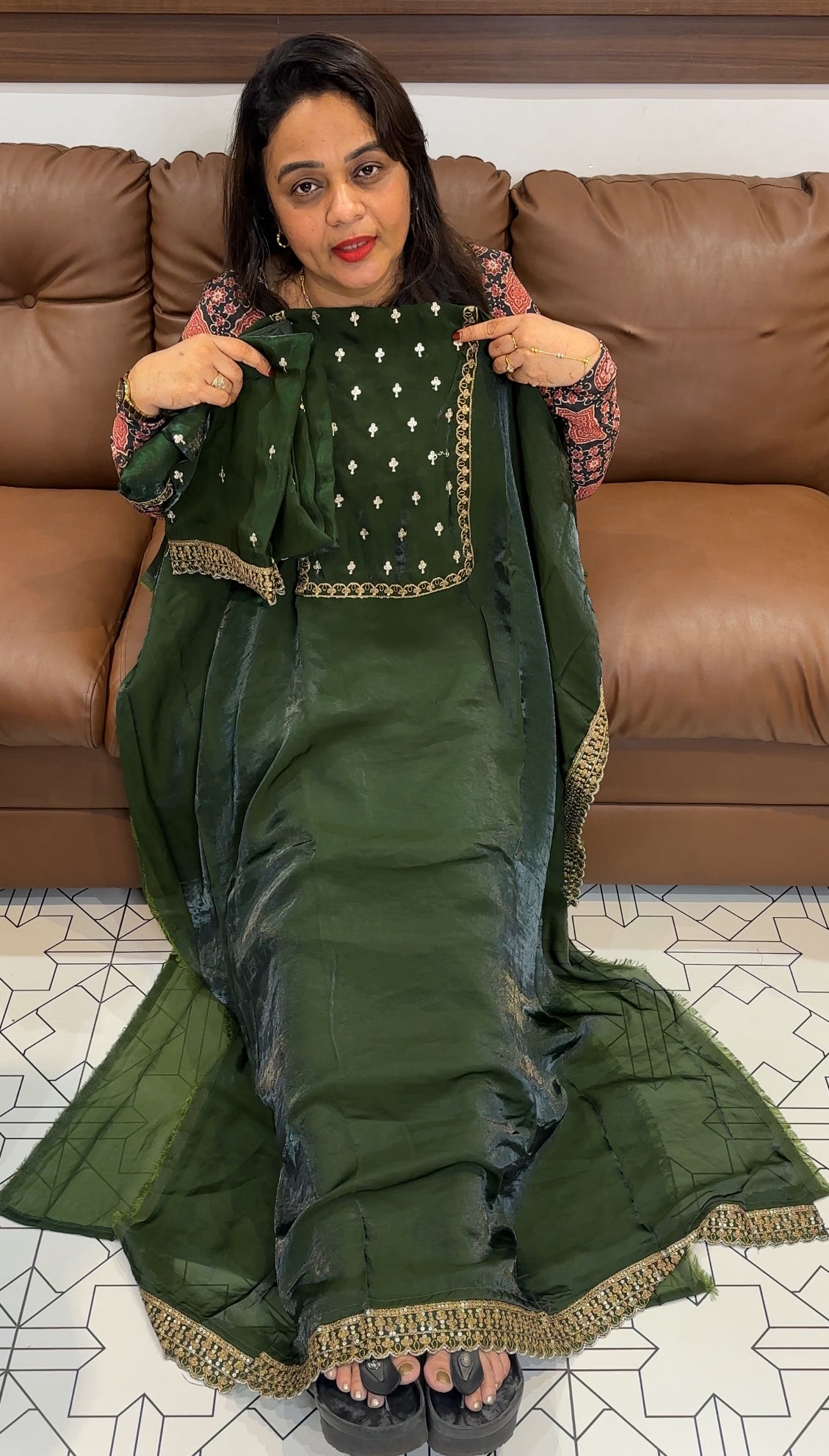 VELVET ORGANZA UNSTITCHED SALWAR SUITS - IHA 23960