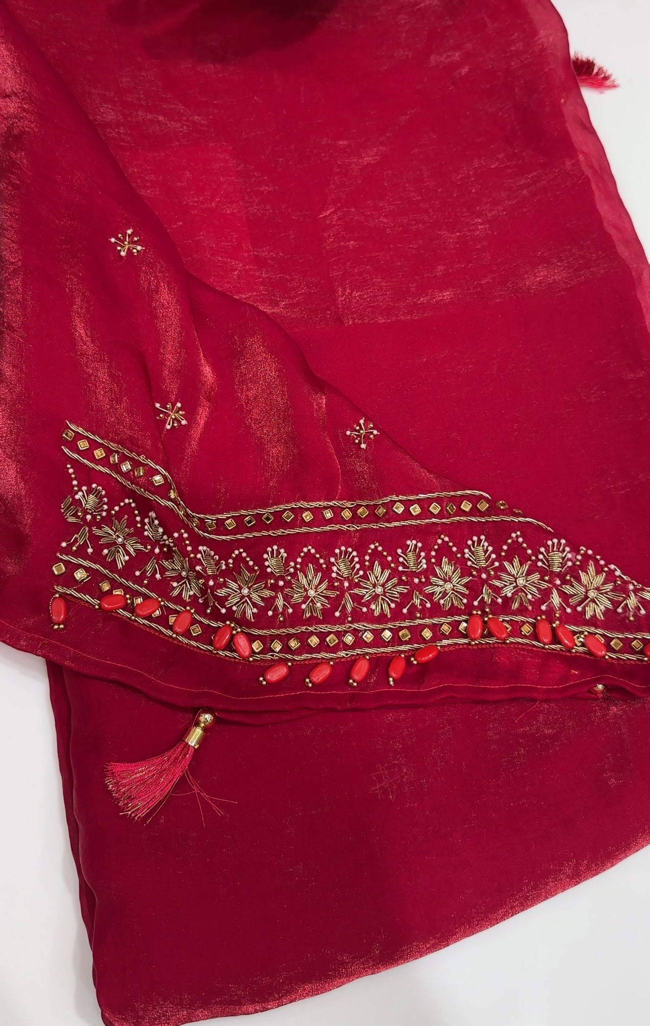 VELVET ORGANZA SAREES - IHA 24923