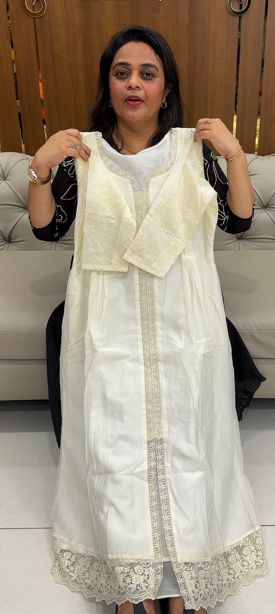 IHA'S IN-HOUSE MALAI CHANDERI ALINE TOPS - IHA 25916