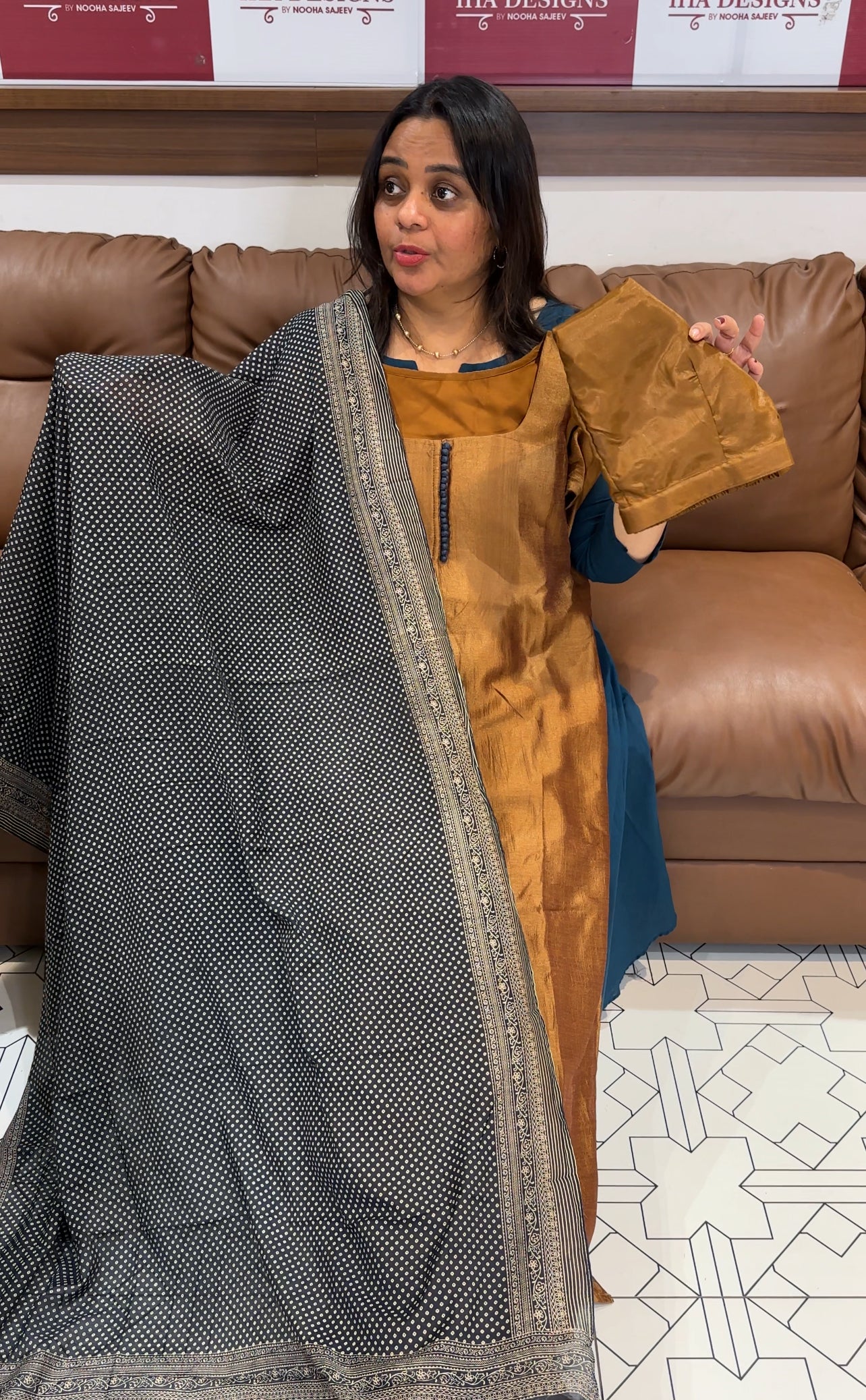 SEMI RAW SILK TOP, BOTTOM AND DUPATTA - IHA 27200