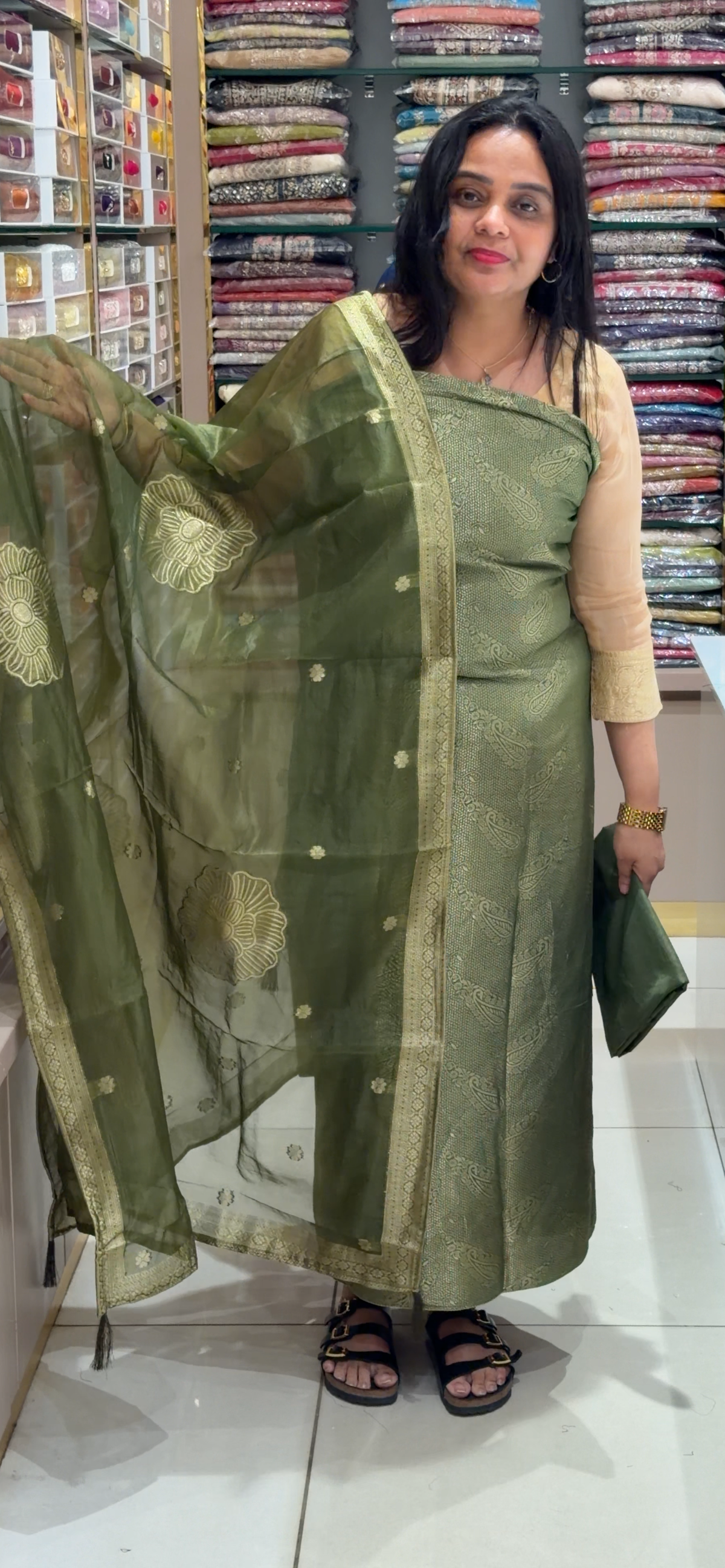SILK UNSTITCHED SALWAR SUITS - IHA 35340