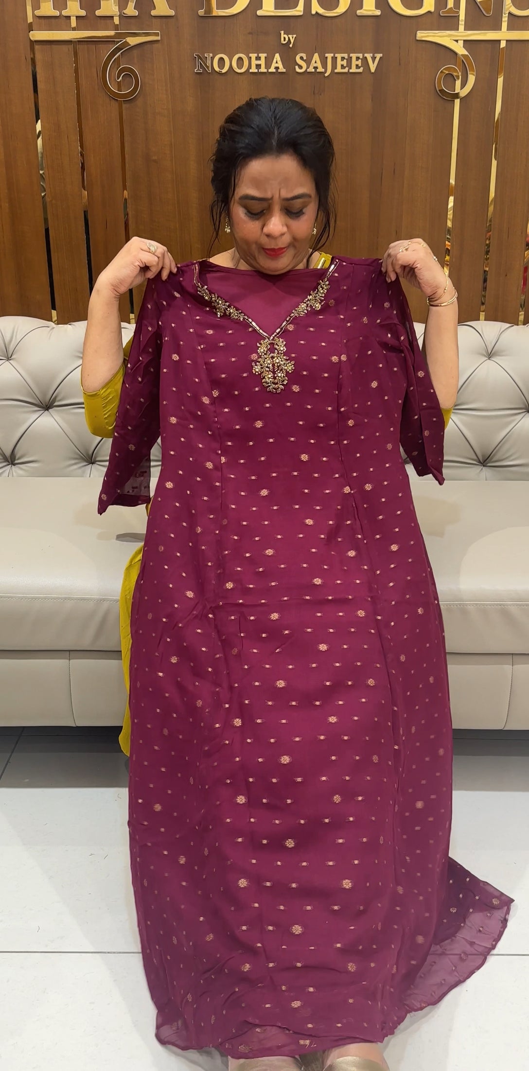 IHA'S IN-HOUSE GEORGETTE BANARASI ALINE TOPS - IHA 24974