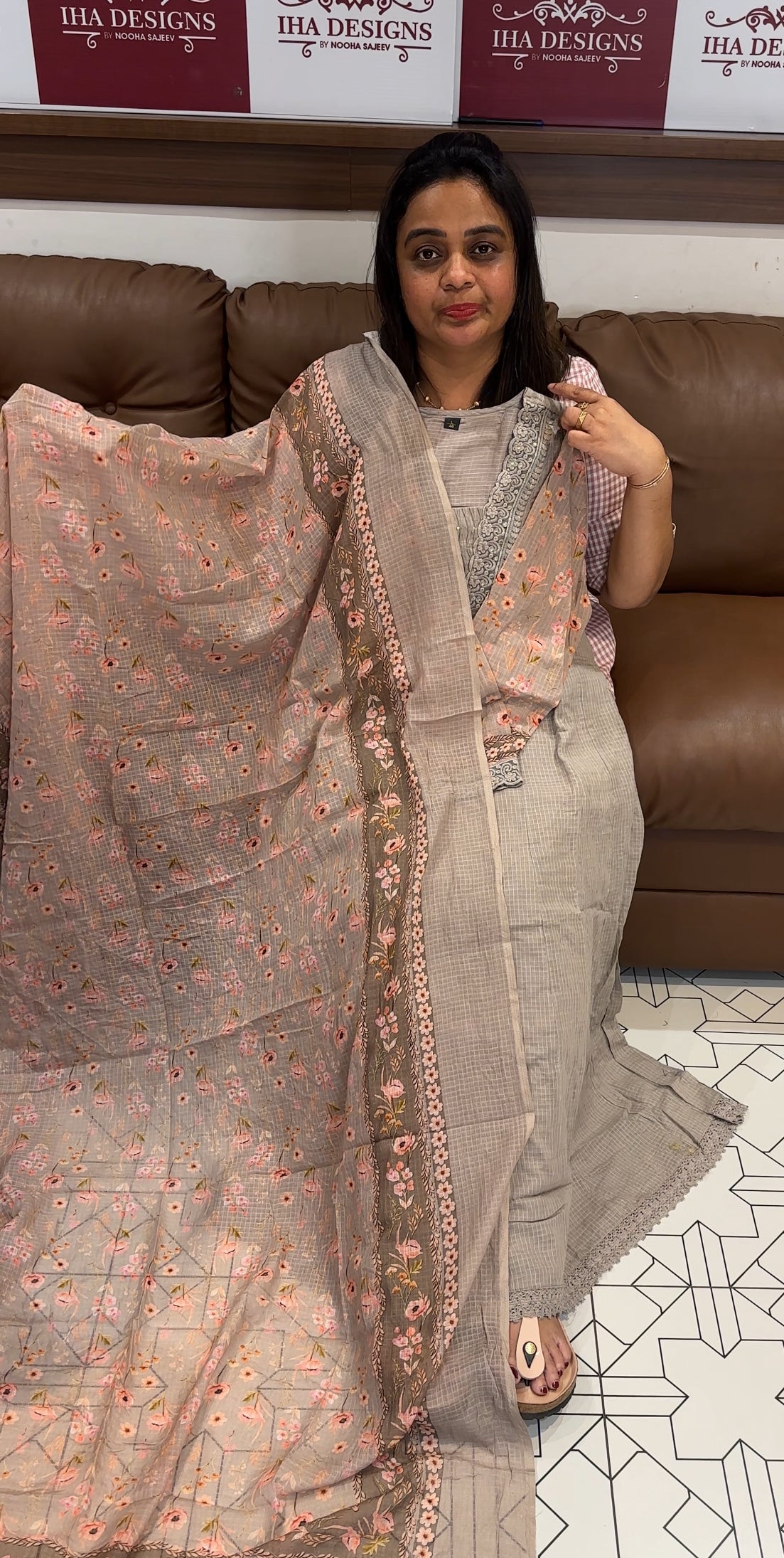 COTTON KOTA ANARKALI TOP,BOTTOM AND DUPATTA - IHA 27836