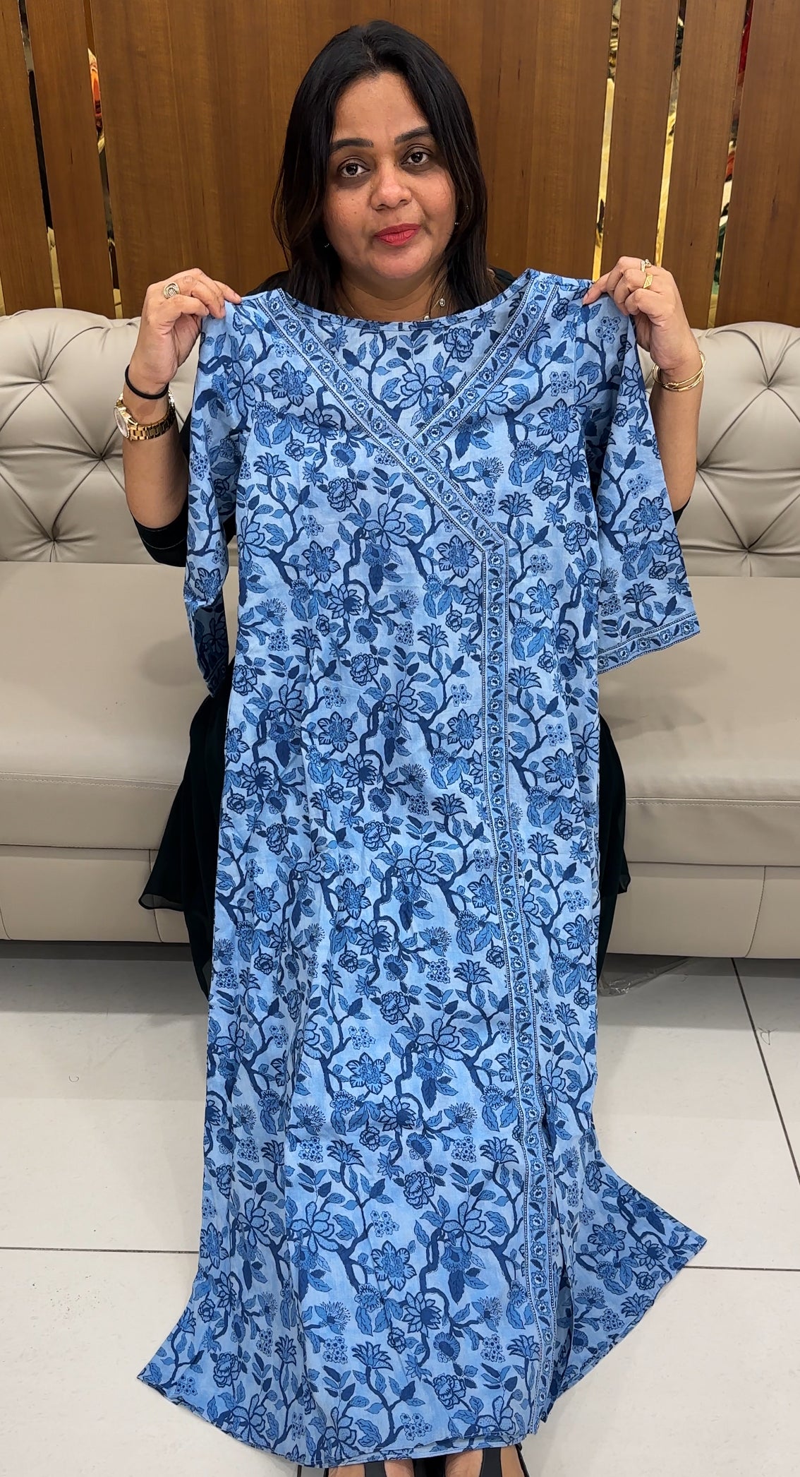 IHA'S IN-HOUSE PRINTED LONG A-LINE TOPS - IHA 28470