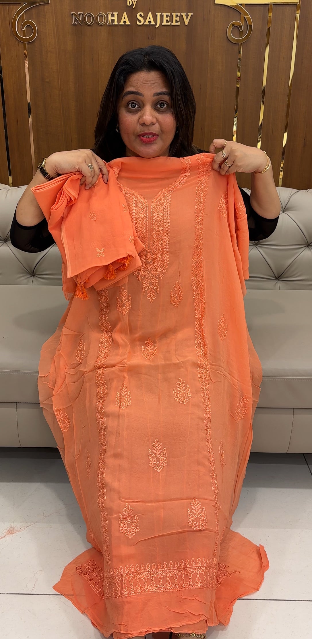 CHIKANKARI UNSTITCHED SALWAR SUITS - IHA 25883