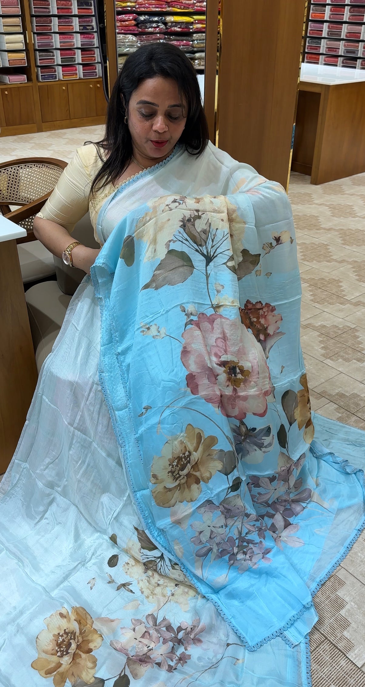 PLATINUM CHIFFON PRINTED SAREES - IHA 26024