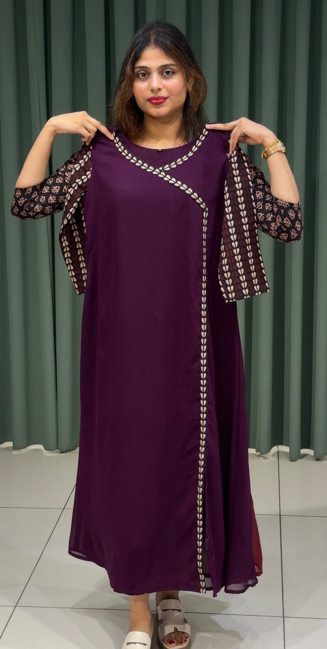 FAUX GEORGETTE ALINE TOPS - IHA 36017