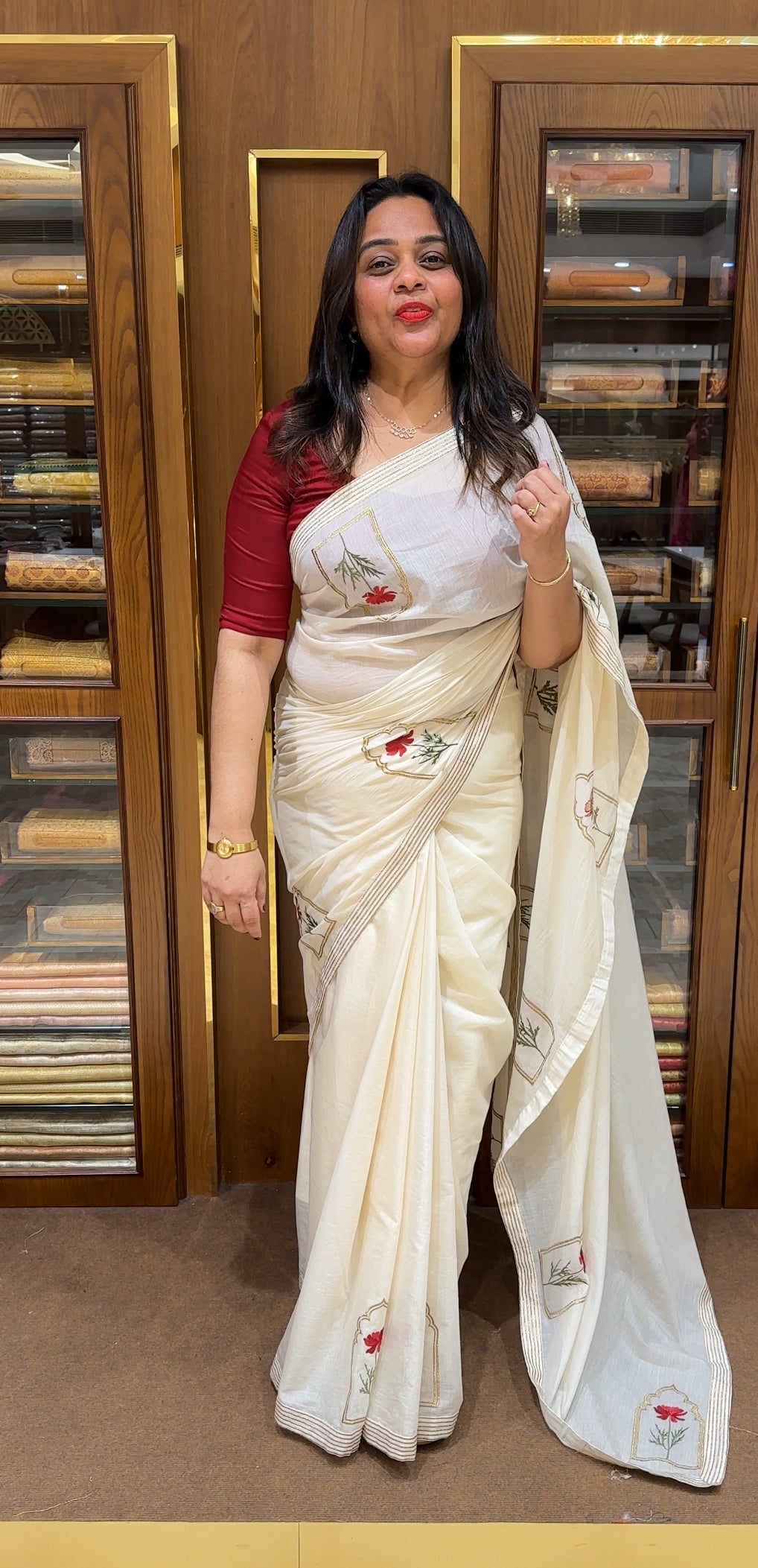IHA'S IN-HOUSE MALAI CHANDERI SAREES - IHA 26042