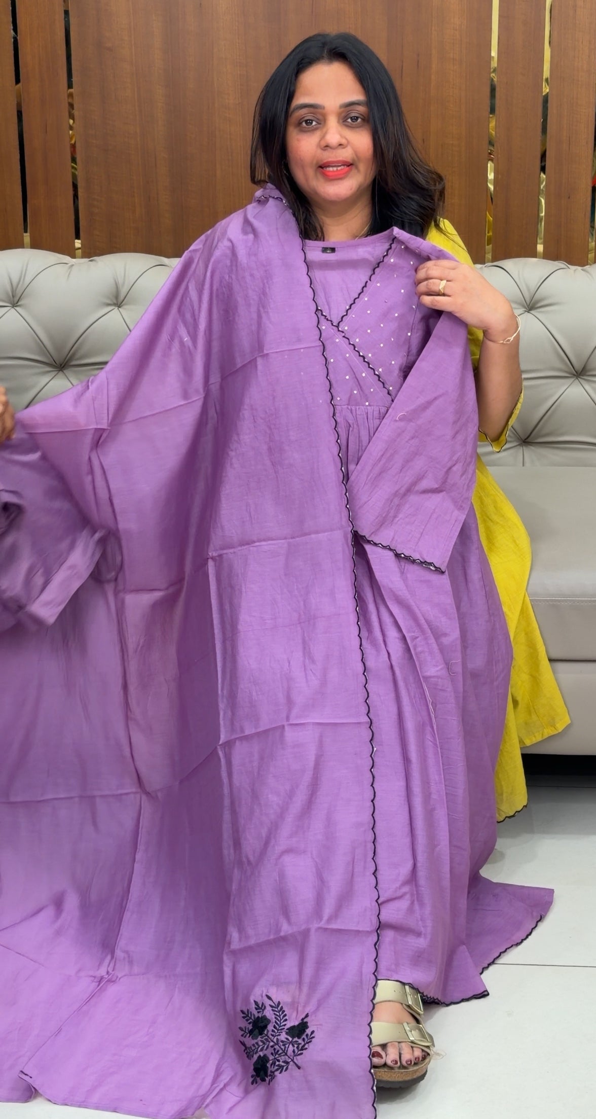 MUL CHANDERI ALINE TOP,BOTTOM AND DUPATTA - IHA 31456