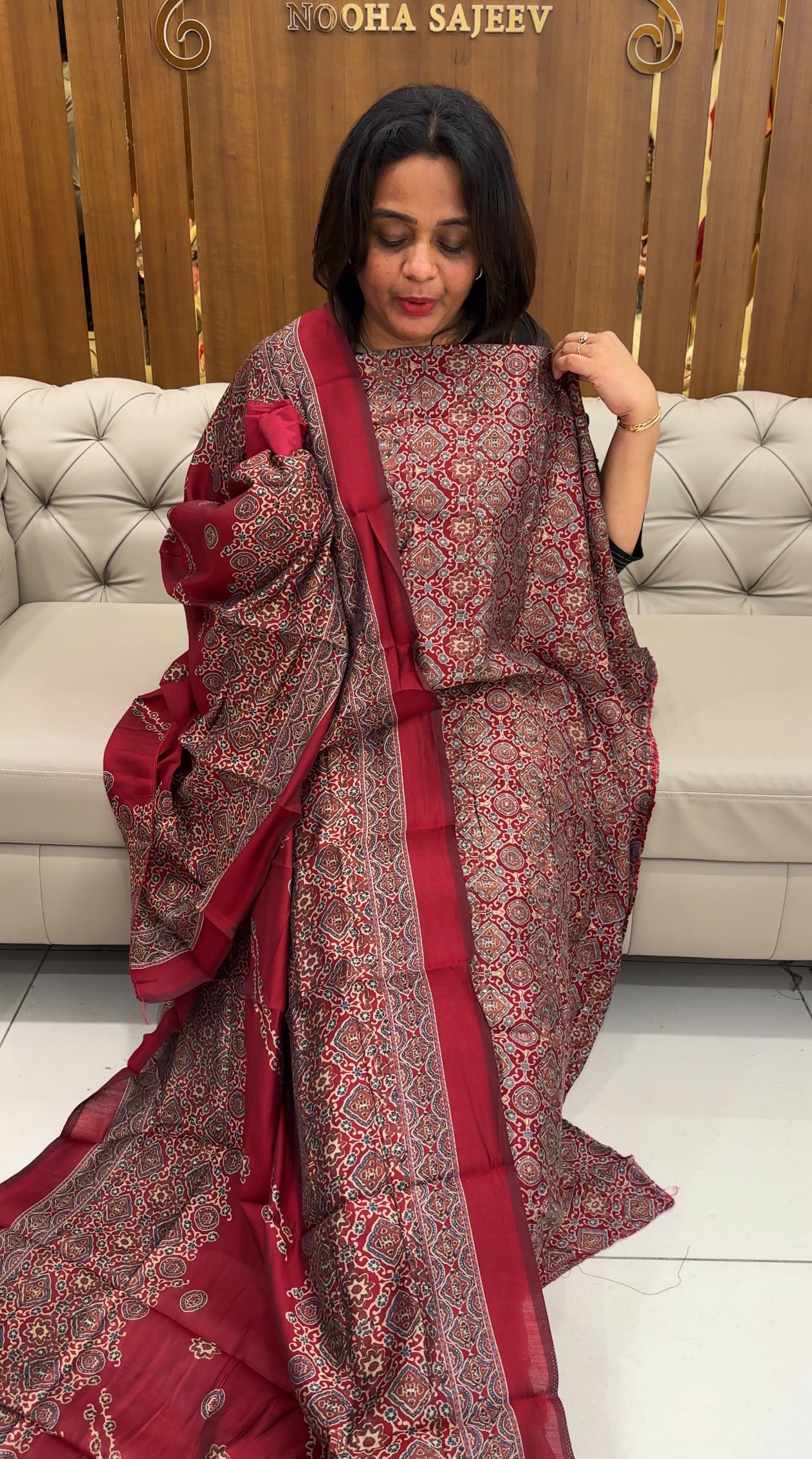 AJRAKH PRINTED UNSTITCHED SALWAR SUITS - IHA 25901