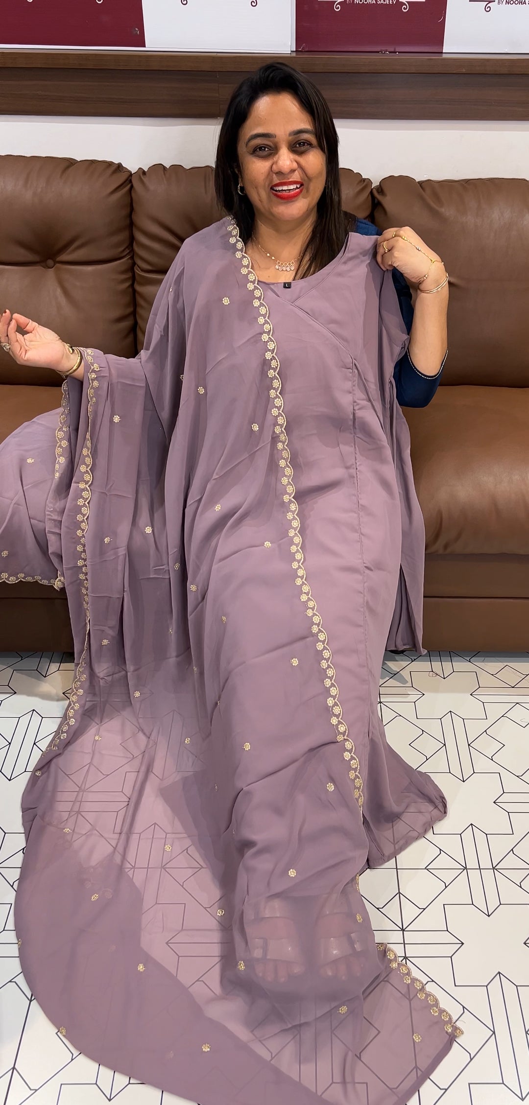 FAUX GEORGETTE ALINE TOP AND DUPATTA - IHA 24562