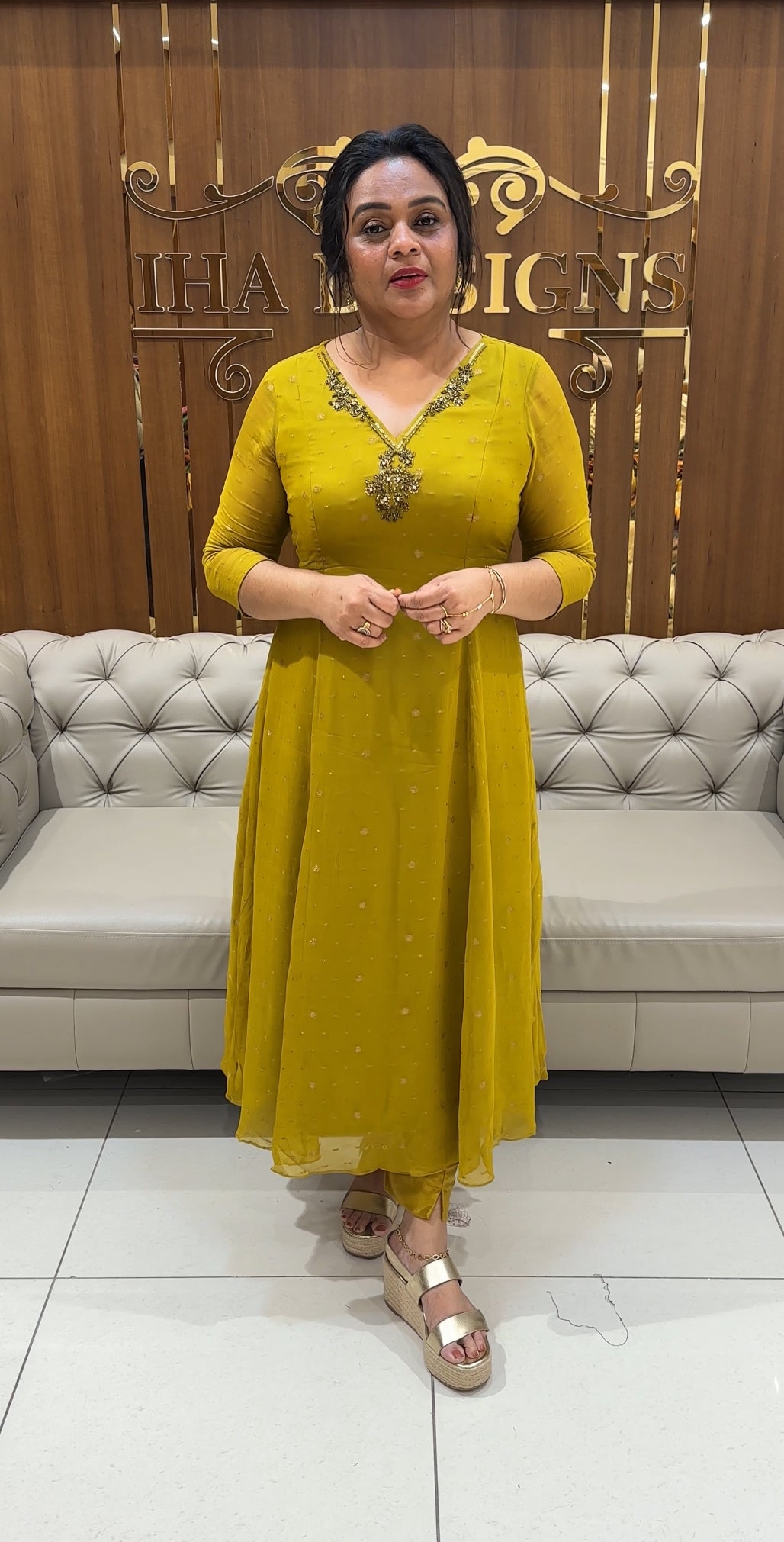 IHA'S IN-HOUSE GEORGETTE BANARASI ALINE TOPS - IHA 24974