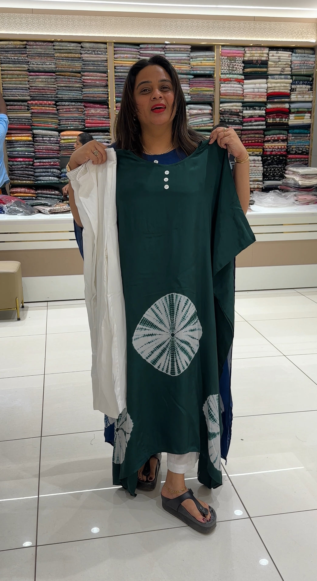 CRAPE SILK KAFTAN TOP AND BOTTOM - IHA 26035