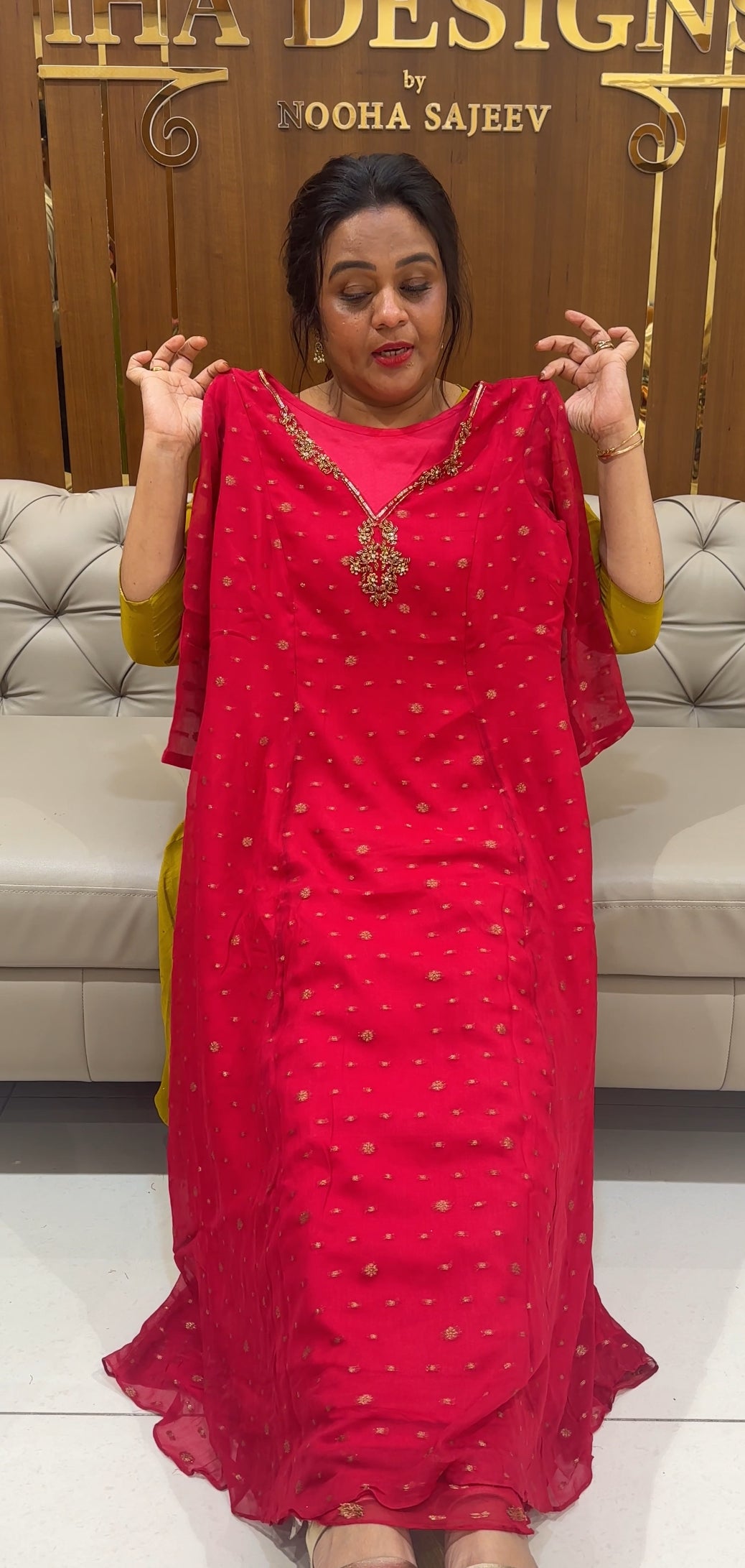 IHA'S IN-HOUSE GEORGETTE BANARASI ALINE TOPS - IHA 24974