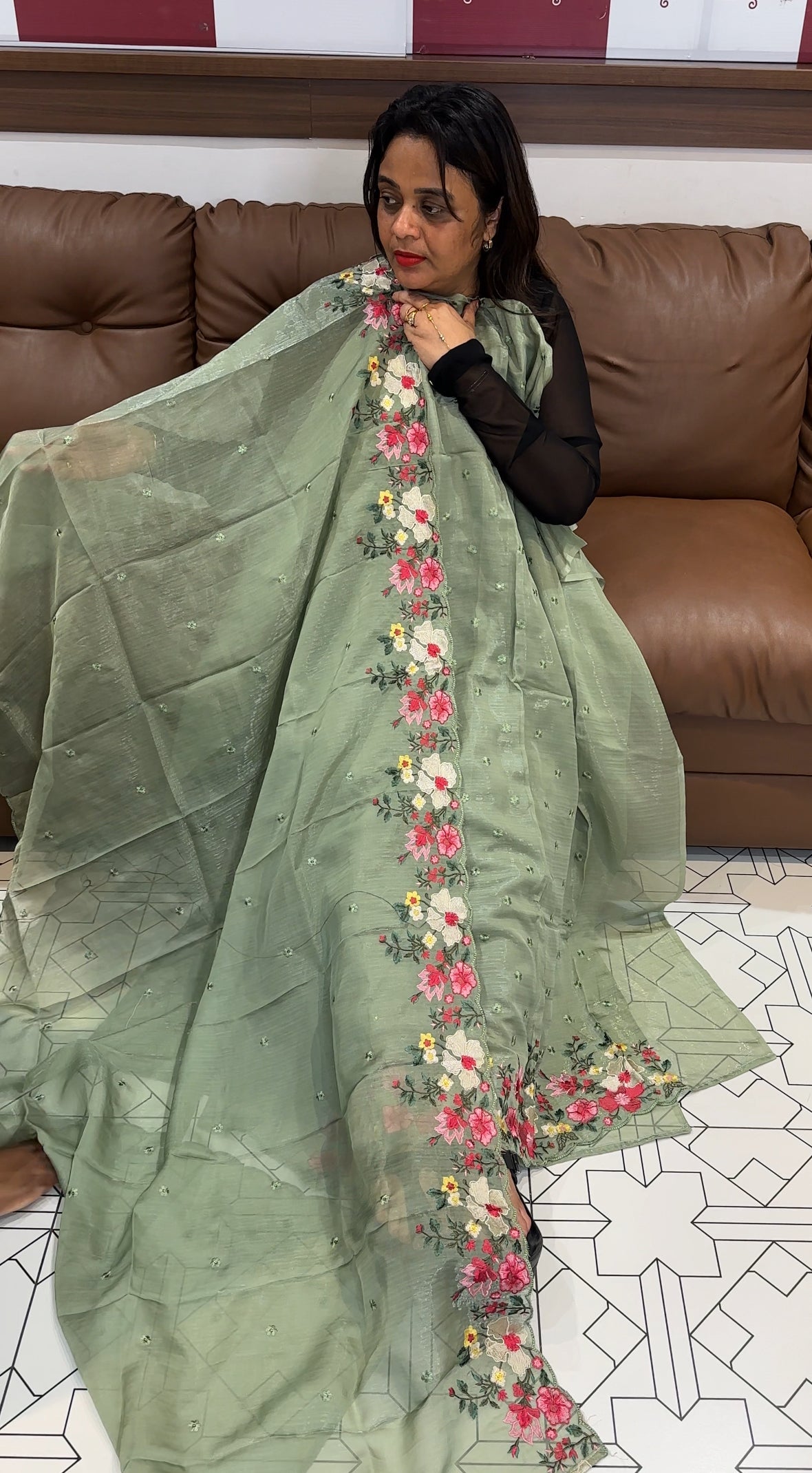 CHIFFON UNSTITCHED SALWAR SUITS - IHA 24732