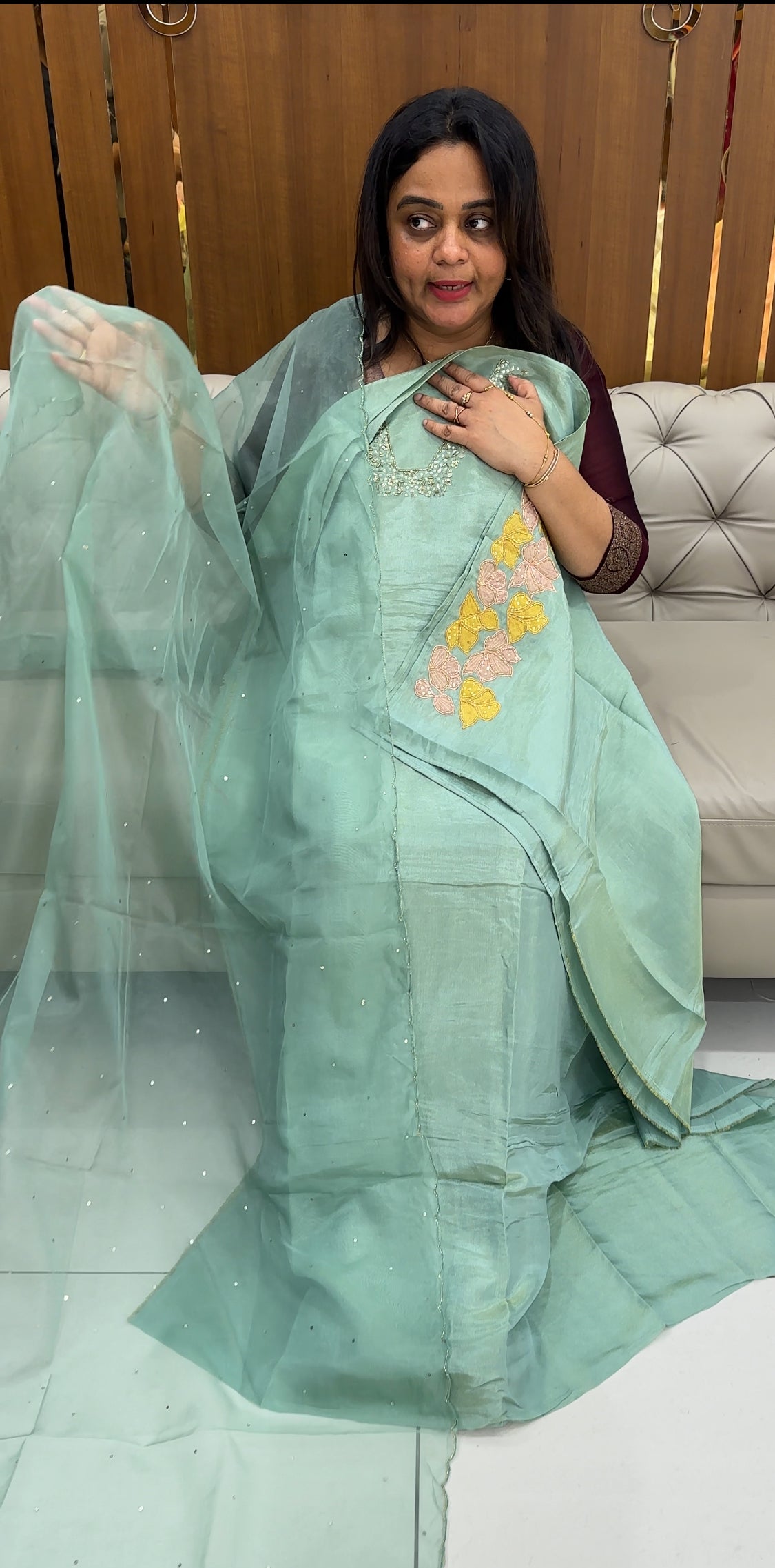TISSUE UNSTITCHED SALWAR SUITS - IHA 26800