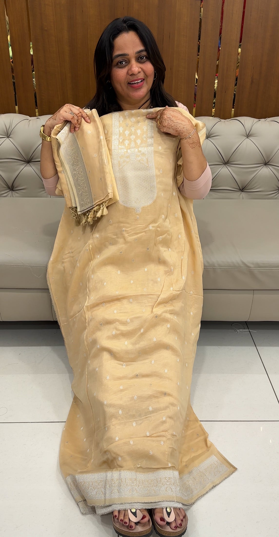 VISCOSE ORGANZA UNSTITCHED SALWAR SUITS - IHA 27479