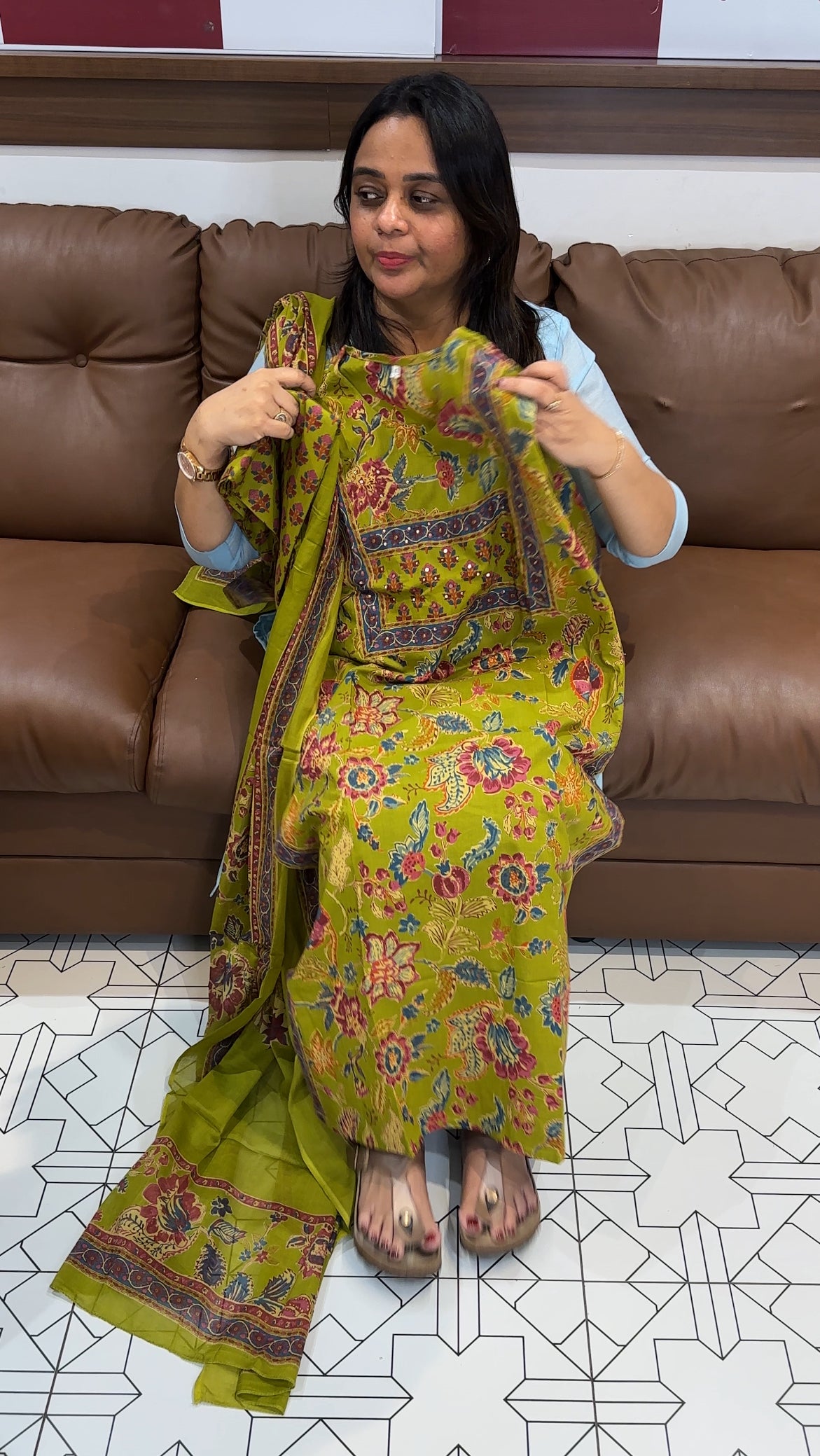 PRINTED COTTON TOP, BOTTOM AND DUPATTA - IHA 27345