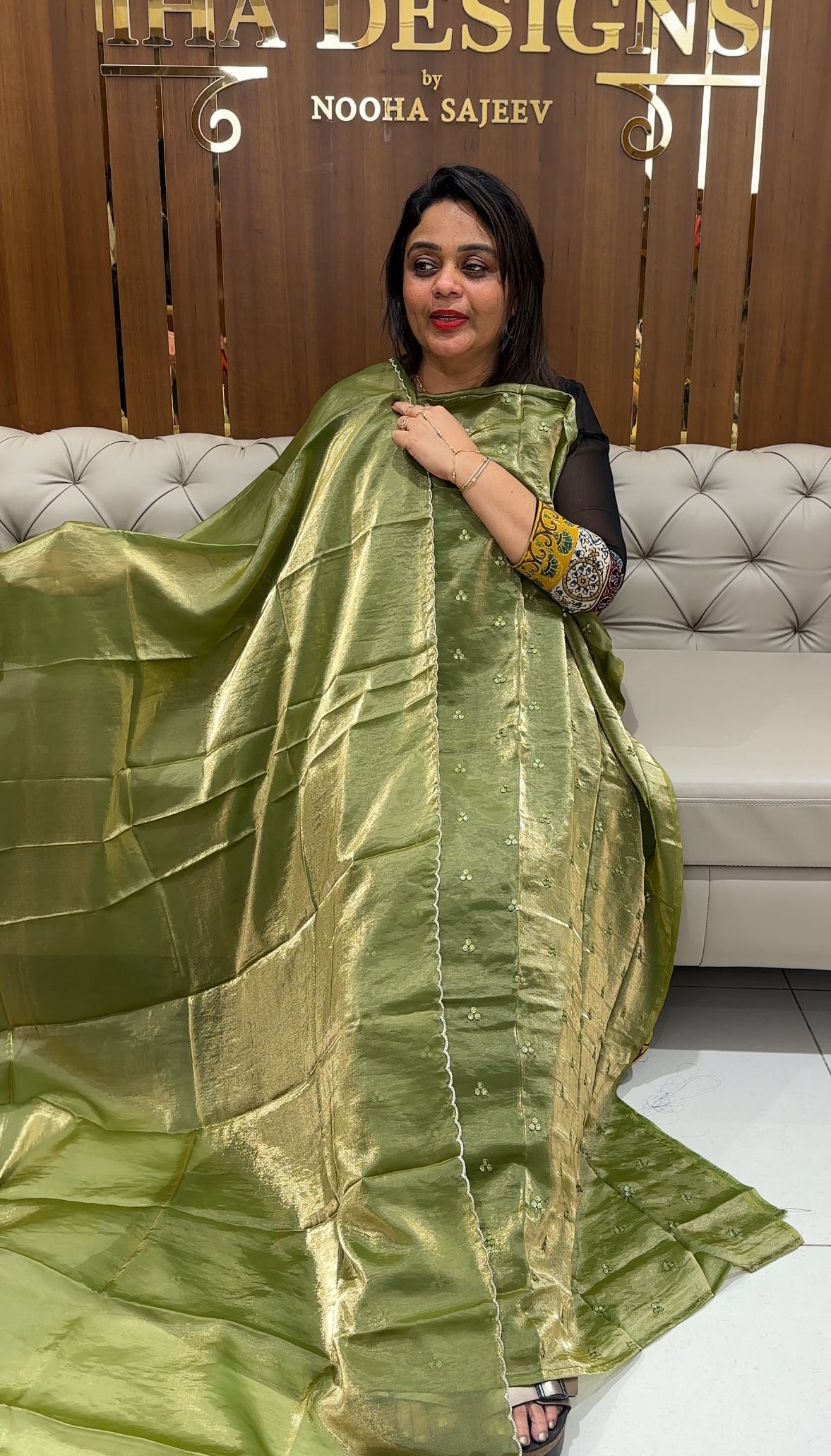 VELVET ORGANZA UNATITCHED SALWAR SUITS - IHA 24168