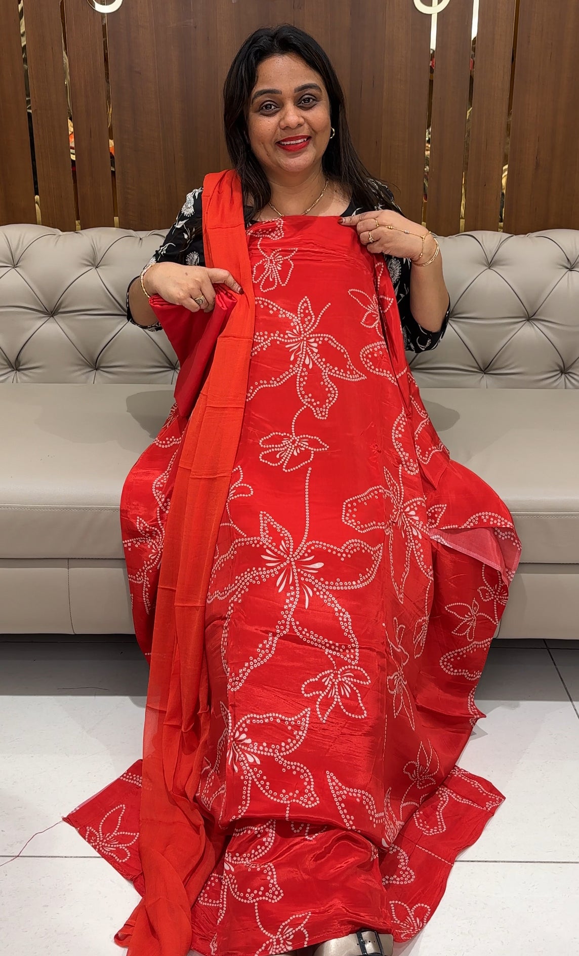 PRINTED CRAPE UNSTITCHED SALWAR SUITS - IHA 24341