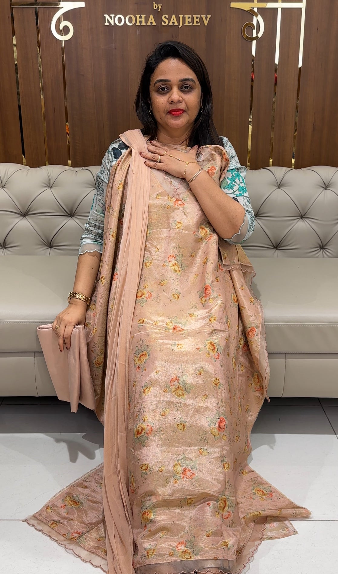 TISSUE UNSTITCHED SALWAR SUITS - IHA 24429