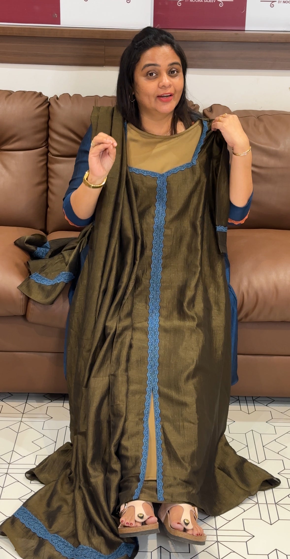 IHA'S IN-HOUSE SEMI RAW SILK ALINE TOP AND DUPATTA - IHA 30131