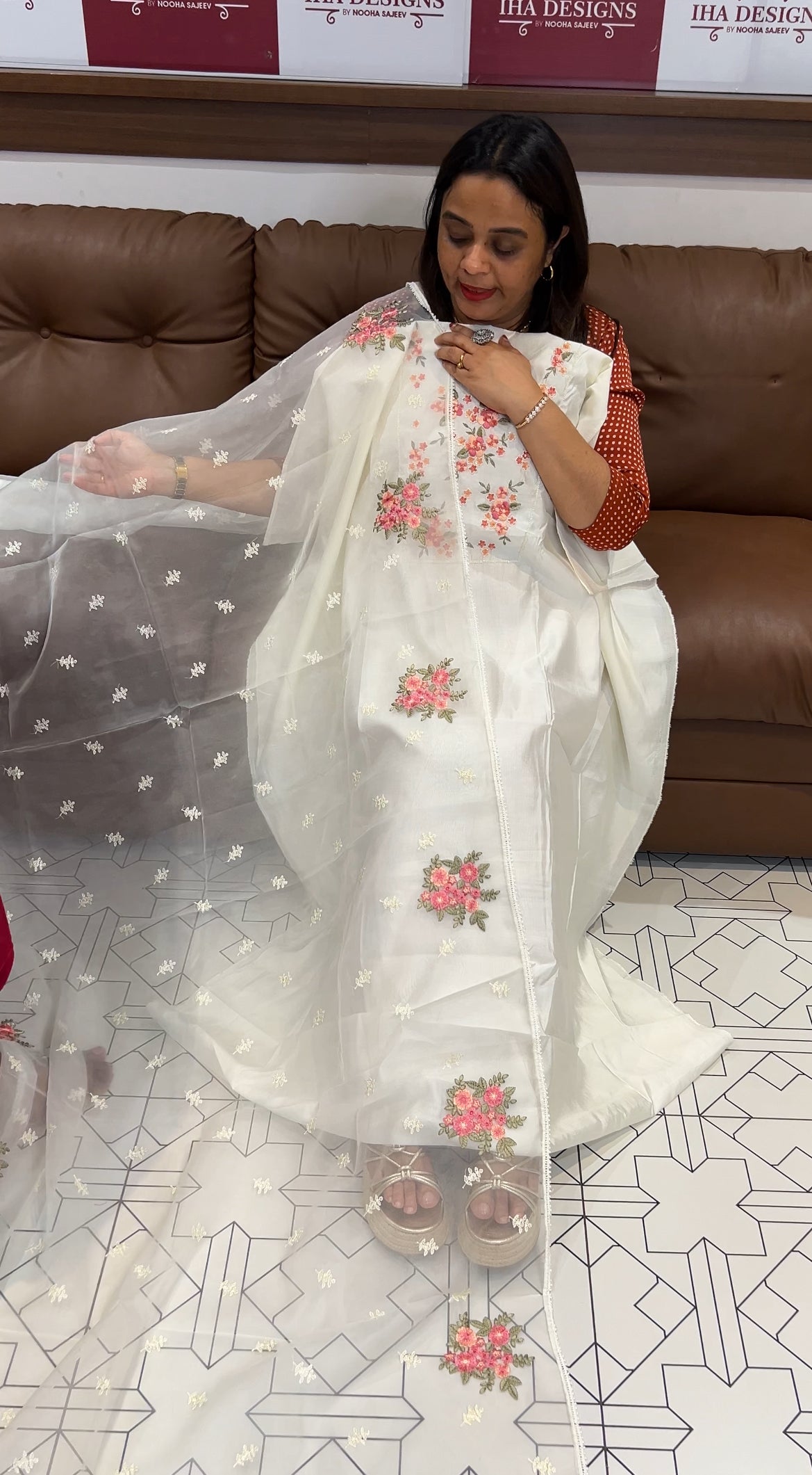 HAND WORKED UNSTITCHED SALWAR SUITS - IHA 22802