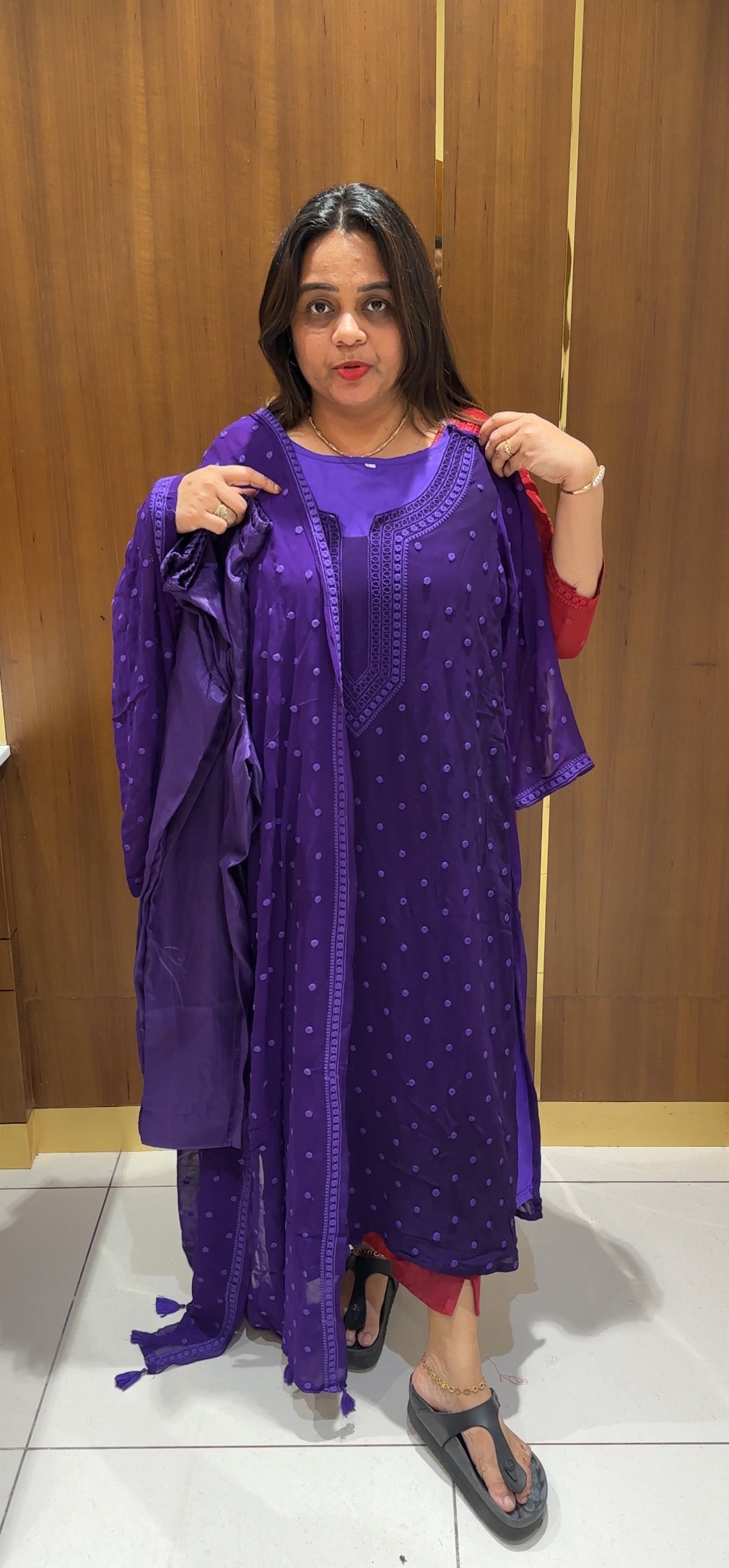 LUCKNOWI CHIKAMKARI TOP,BOTTOM AND DUPATTA - IHA 22779