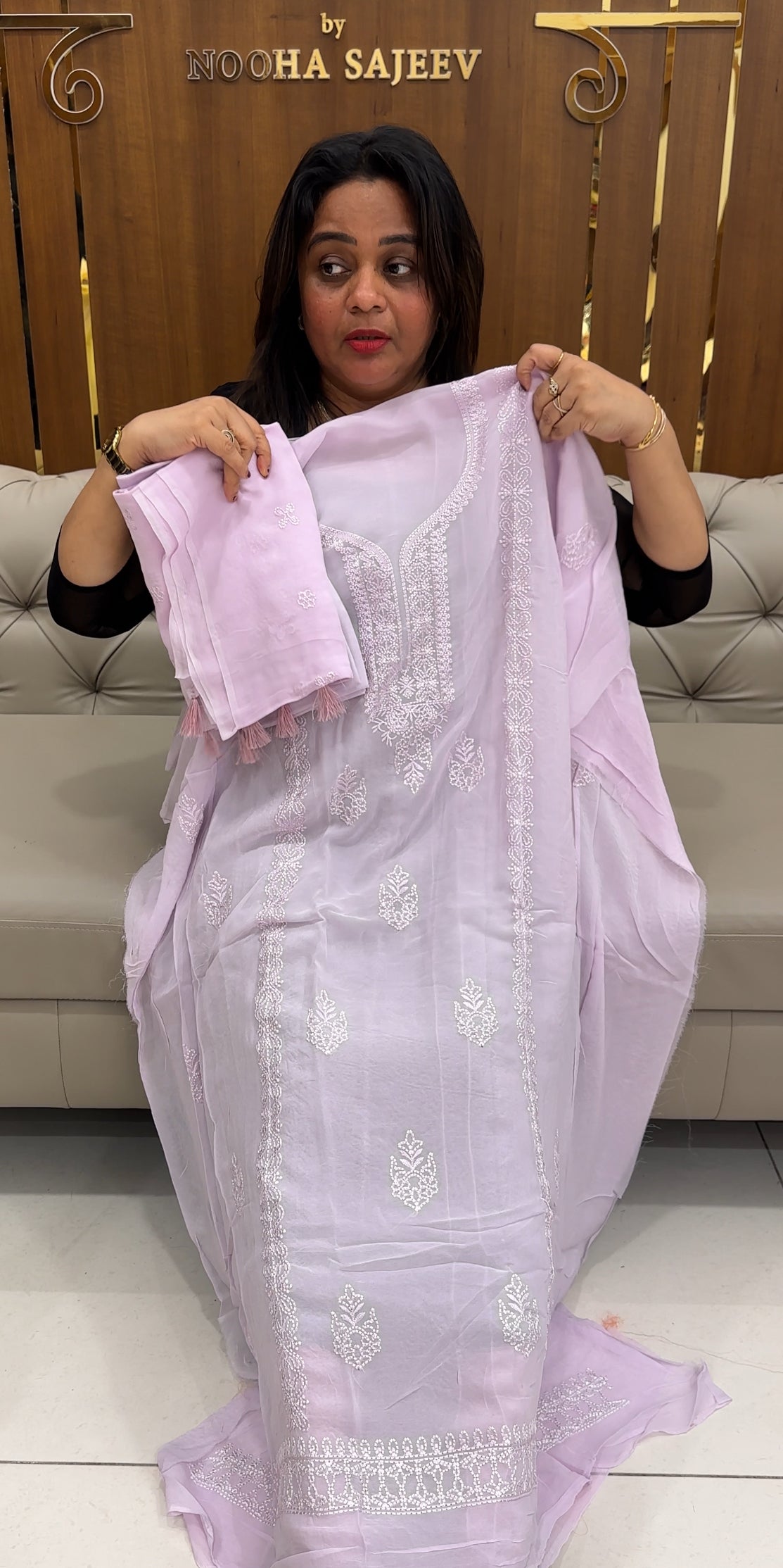 CHIKANKARI UNSTITCHED SALWAR SUITS - IHA 25883