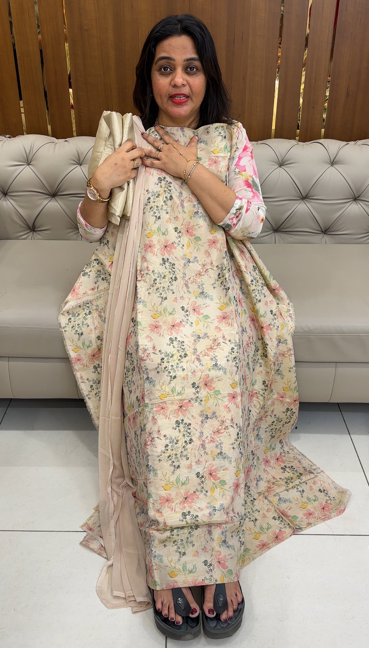 PRINTED TISSUE UNSTITCHED SALWAR SUITS - IHA 26110