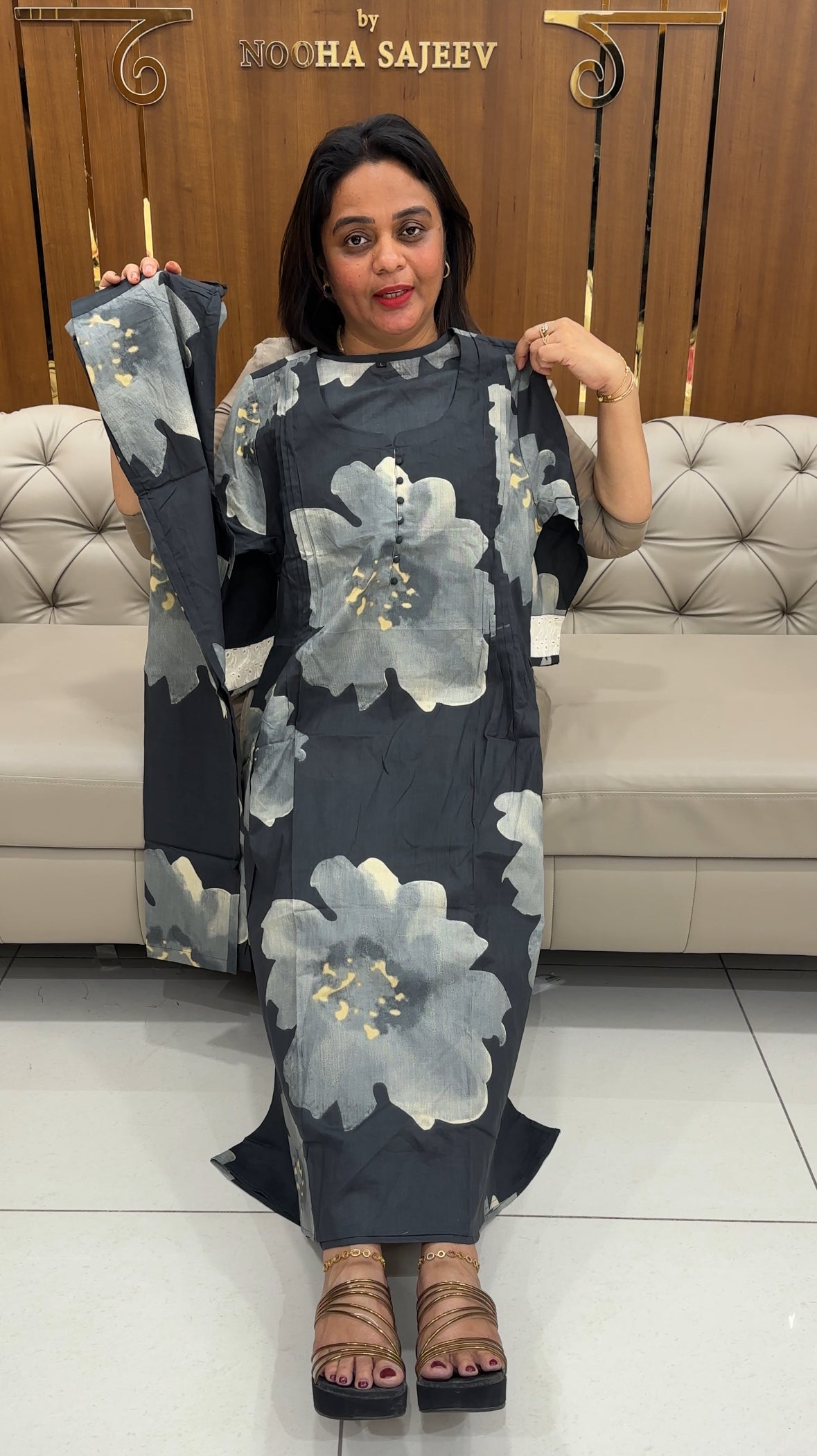 PRINTED LONG A-LINE TOPS - IHA 25806