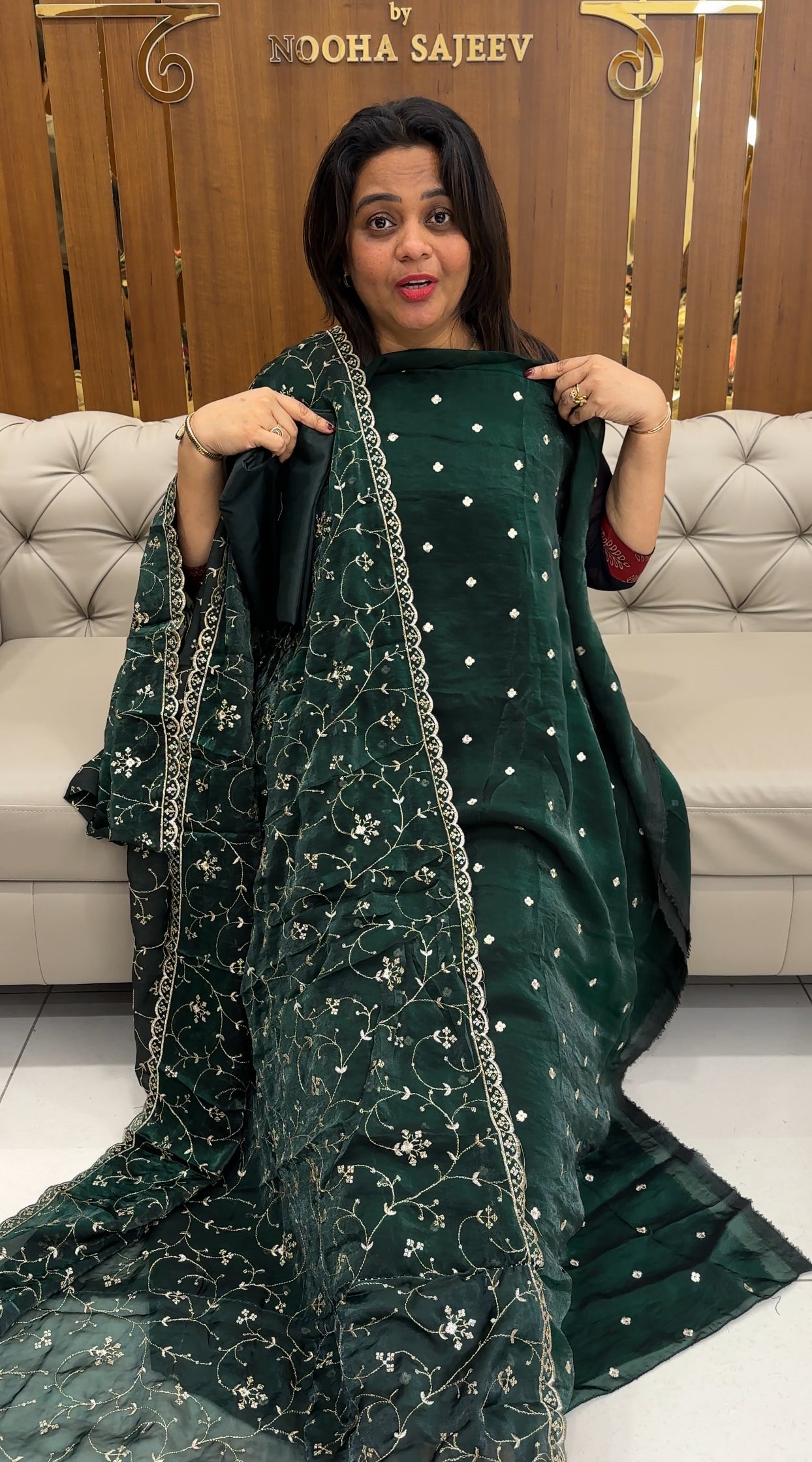 VELVET ORGANZA UNSTITCHED SALWAR SUITS - IHA 25689