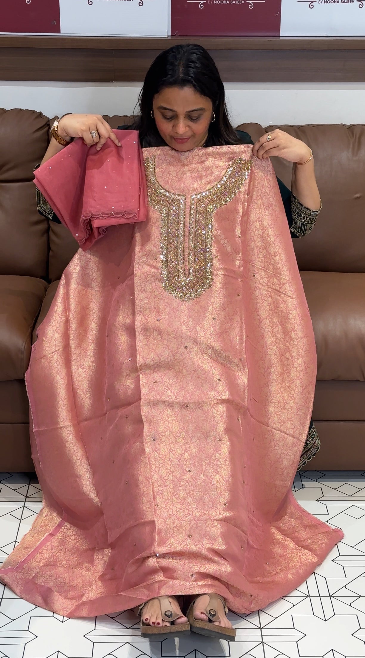 HAND WORKED UNSTITCHED SALWAR SUITS - IHA 27354