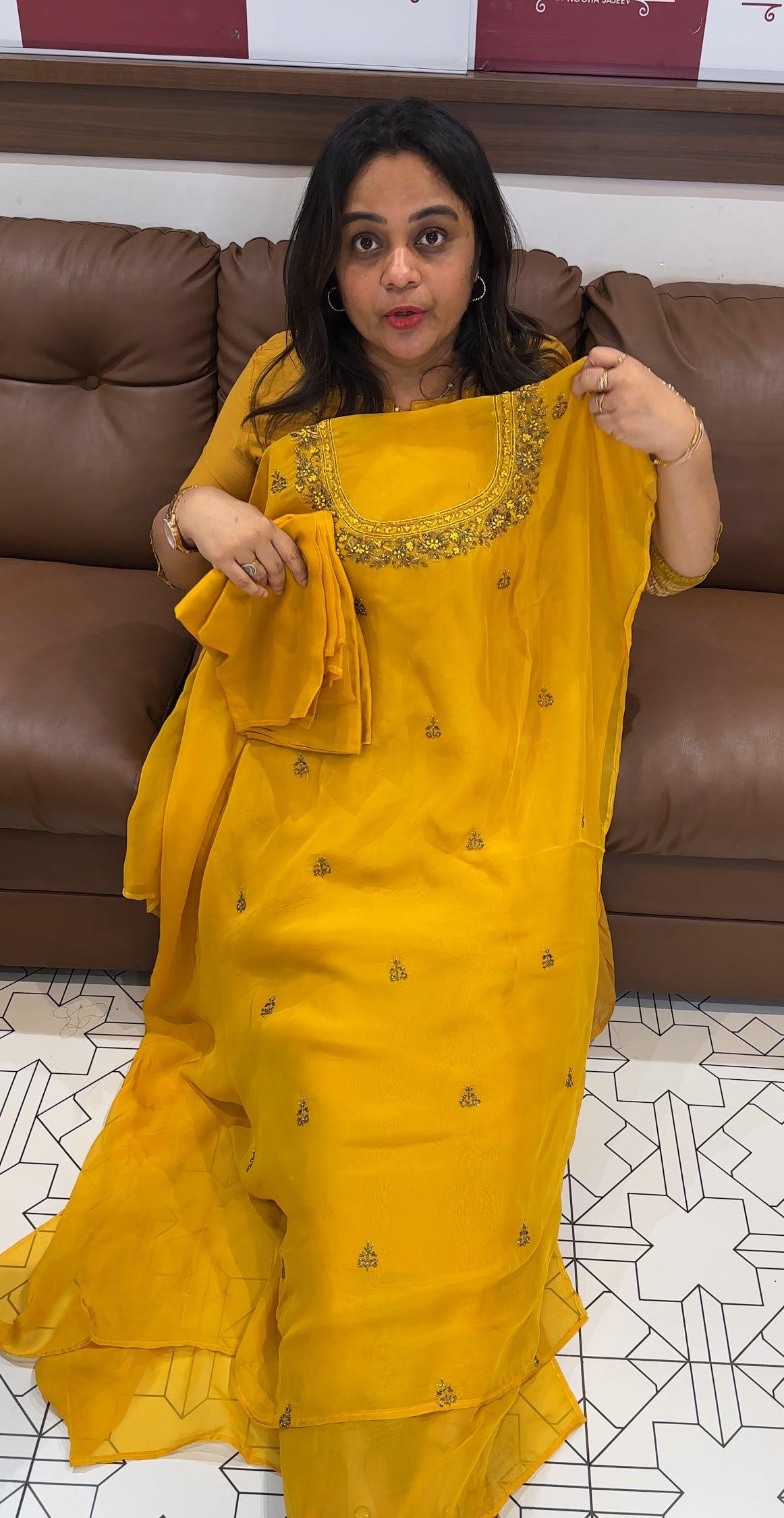 HANDWORKED ORGANZA UNSTITCHED SALWAR SUITS - IHA 26664